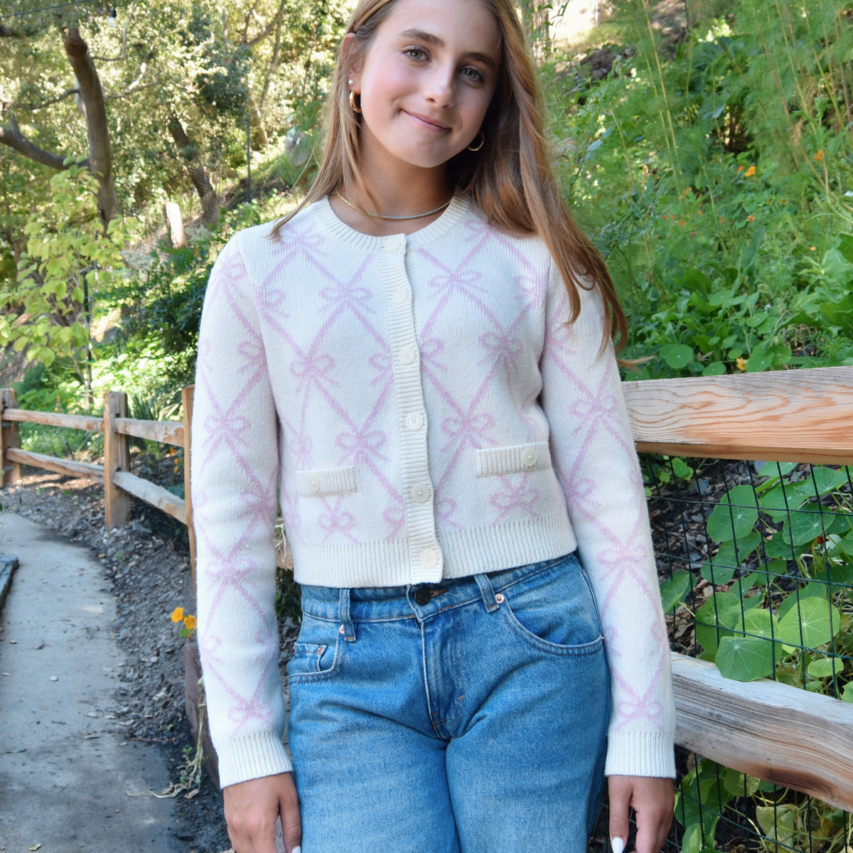 Women & Juniors Love Shack Fancy Veronika Cardigan Milk Rose