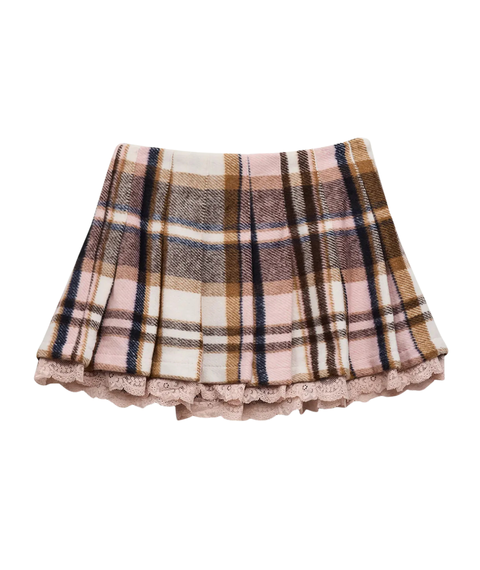 Katie J NYC Girls Elicia Pink/Neutral Plaid Skirt Girls Casual Bottoms Katie J NYC