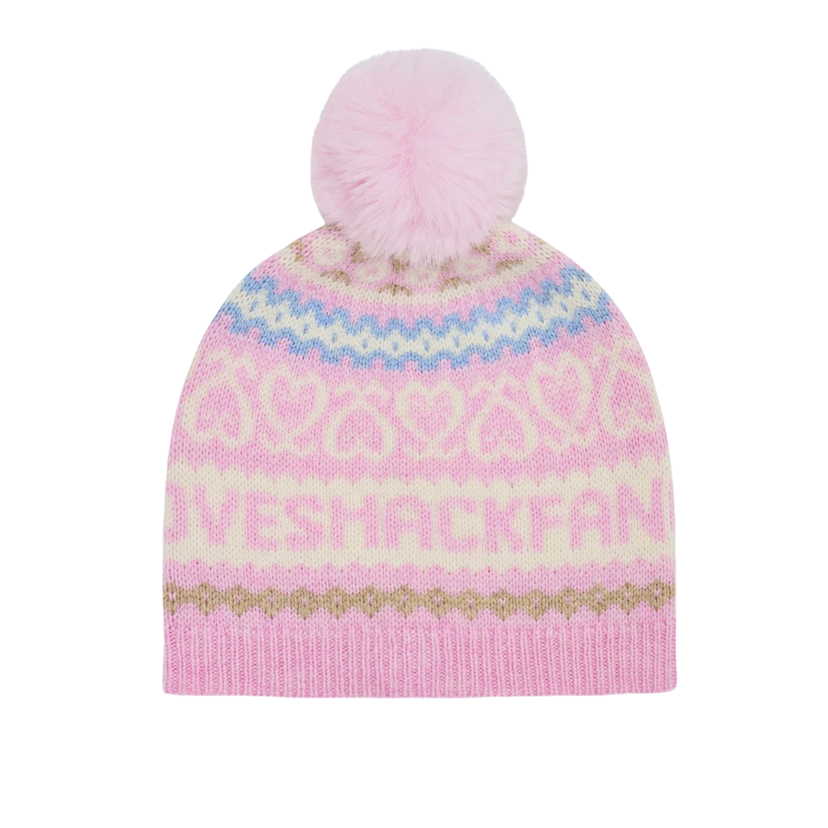 NEW LOVESHACKFANCY women\'s sanibel wool beanie in peach dream Pink Peach Woven Label Beanie – Bubble Gum Surf Wax main image 4