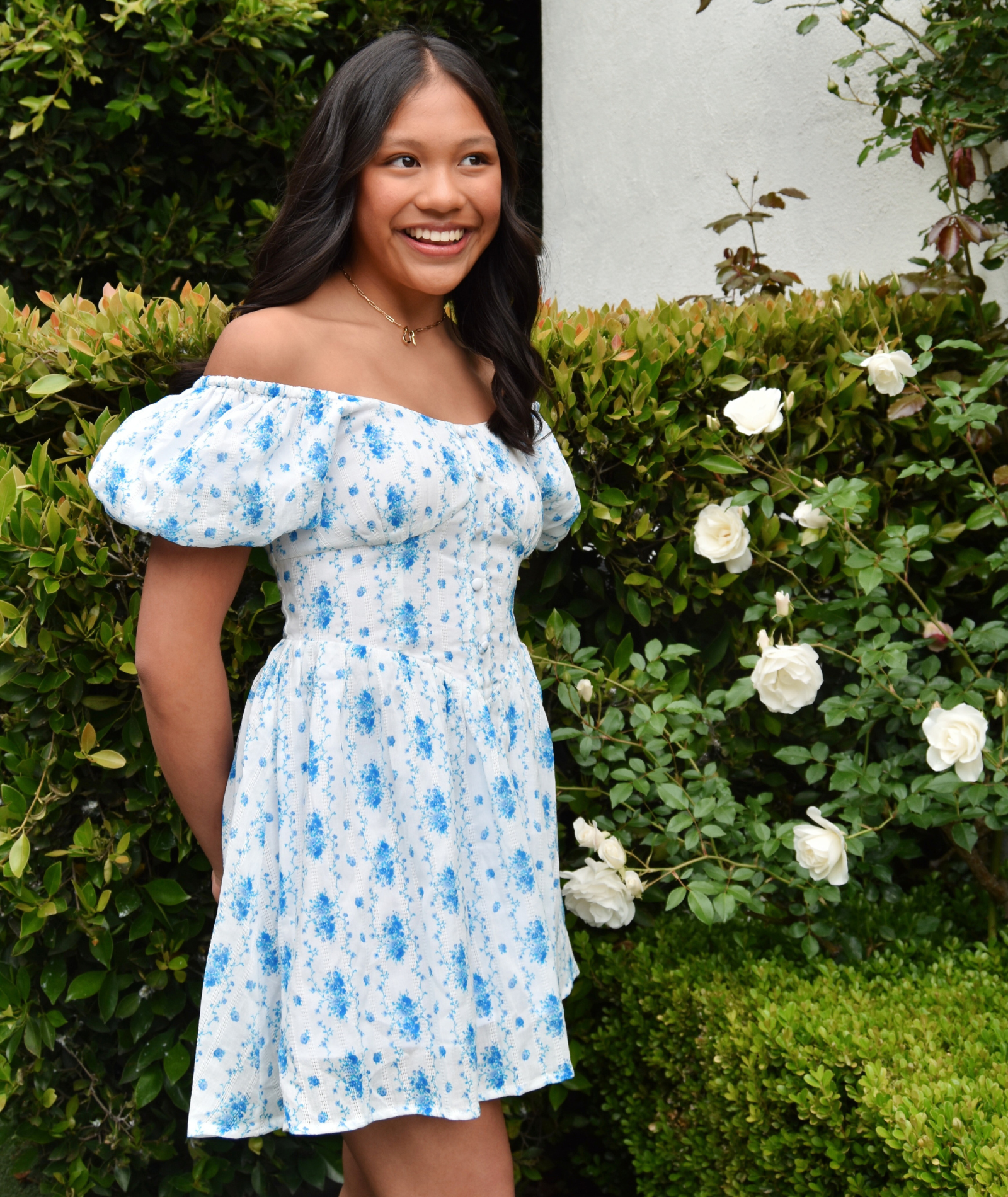 Katie J NYC Juniors Santorini Stripe Floral Greta Dress Distressed/seasonal womens Katie J NYC