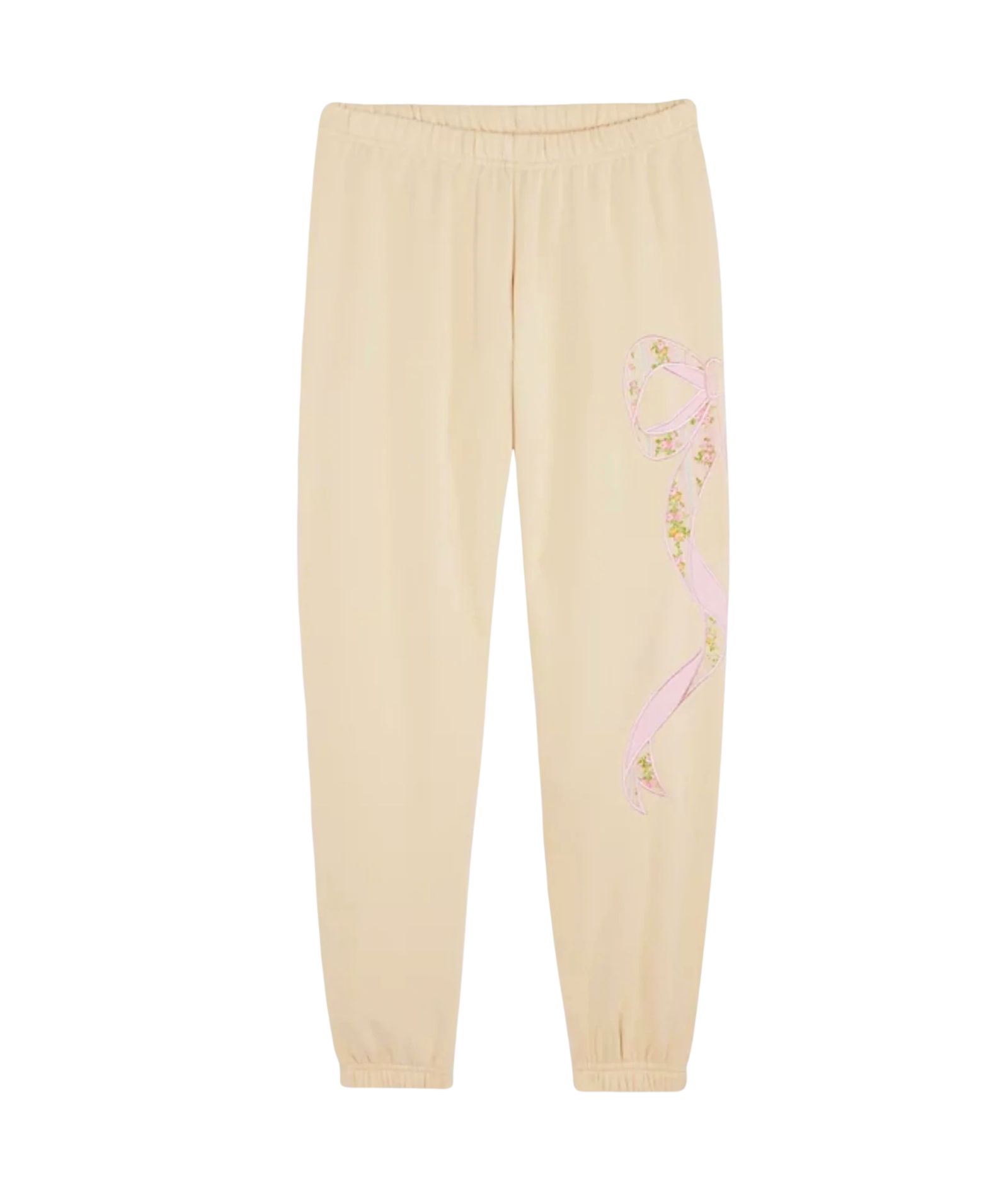 Katie J NYC Girls Dylan Taupe Shabby Floral Bow Sweatpants Girls Casual Bottoms Katie J NYC