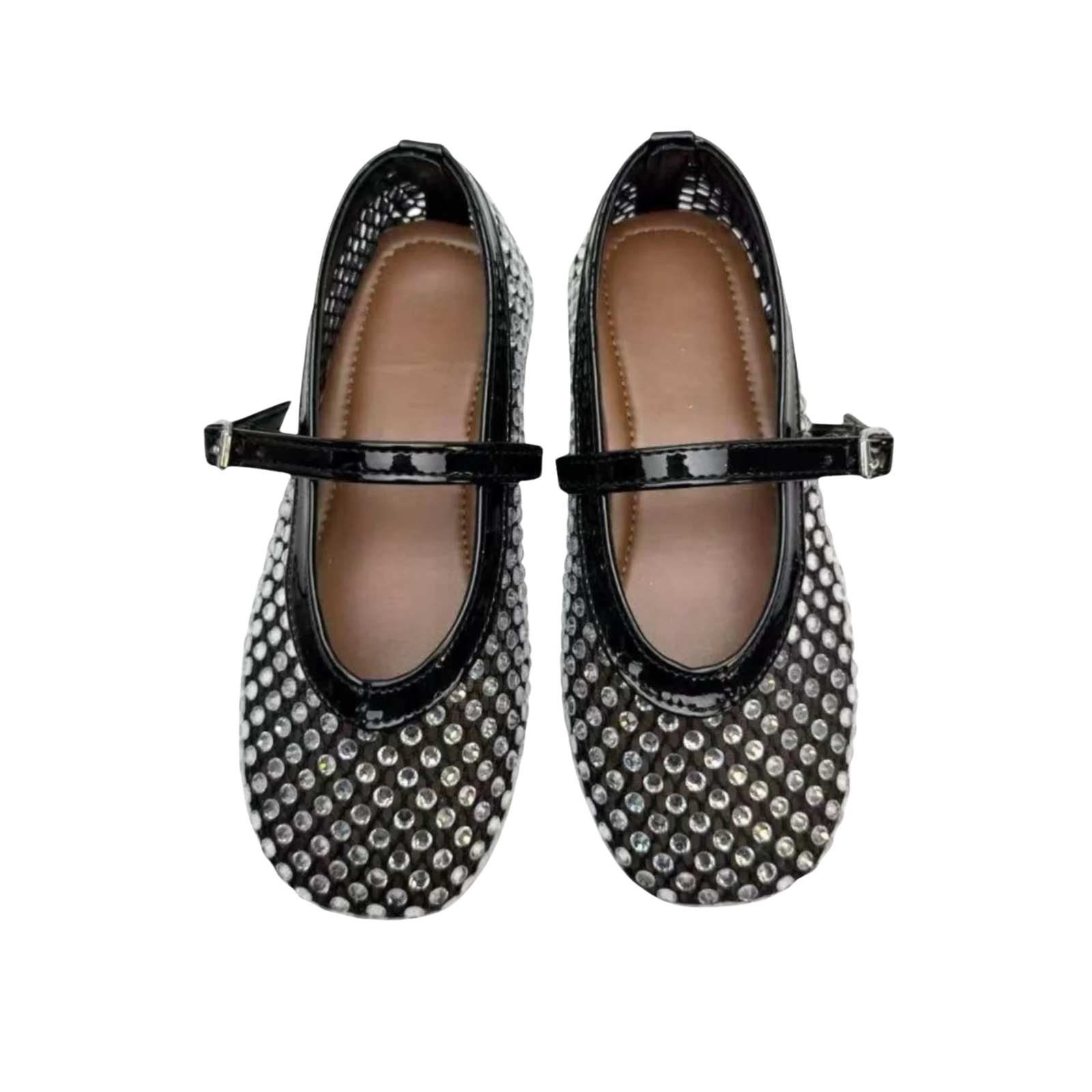 Mini Dreamers Girls Lala Mesh Crystal Ballet Flats Accessories Mini Dreamers Black Shoes/33