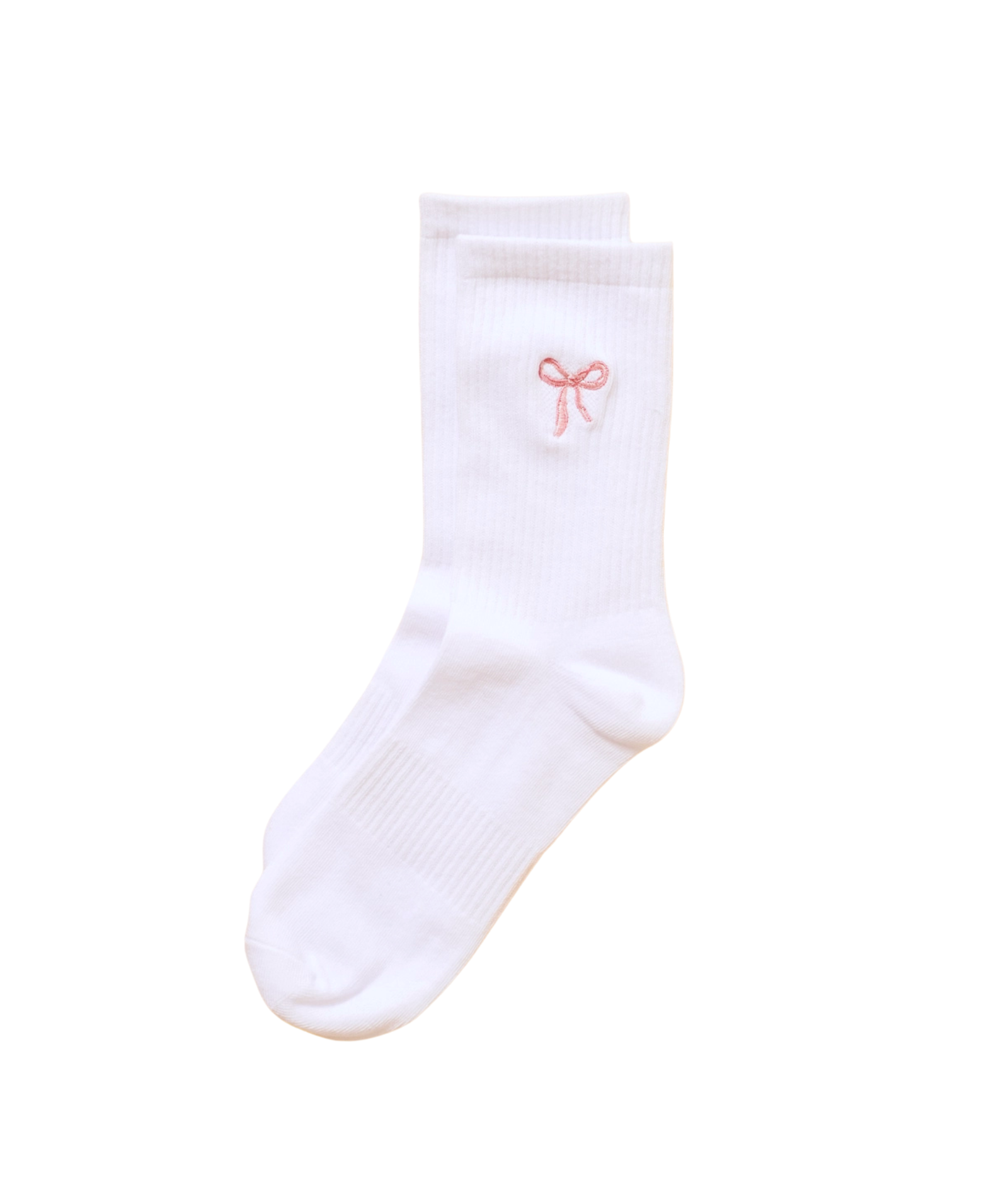 Frankie's Exclusives Pink Bow Crew Socks Accessories Frankie's Exclusives White Juniors/Women One Size Fits Most