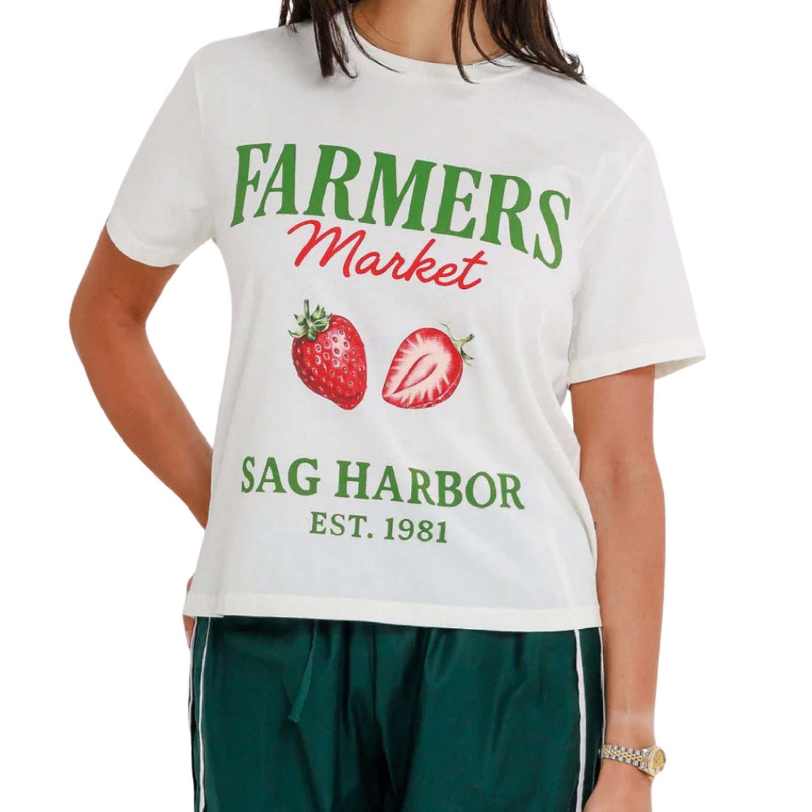 Sunny Somewhere Women Sag Harbor Farmers Market Everyday Tee Womens Casual Tops Sunny Somewhere White Juniors/Women XS
