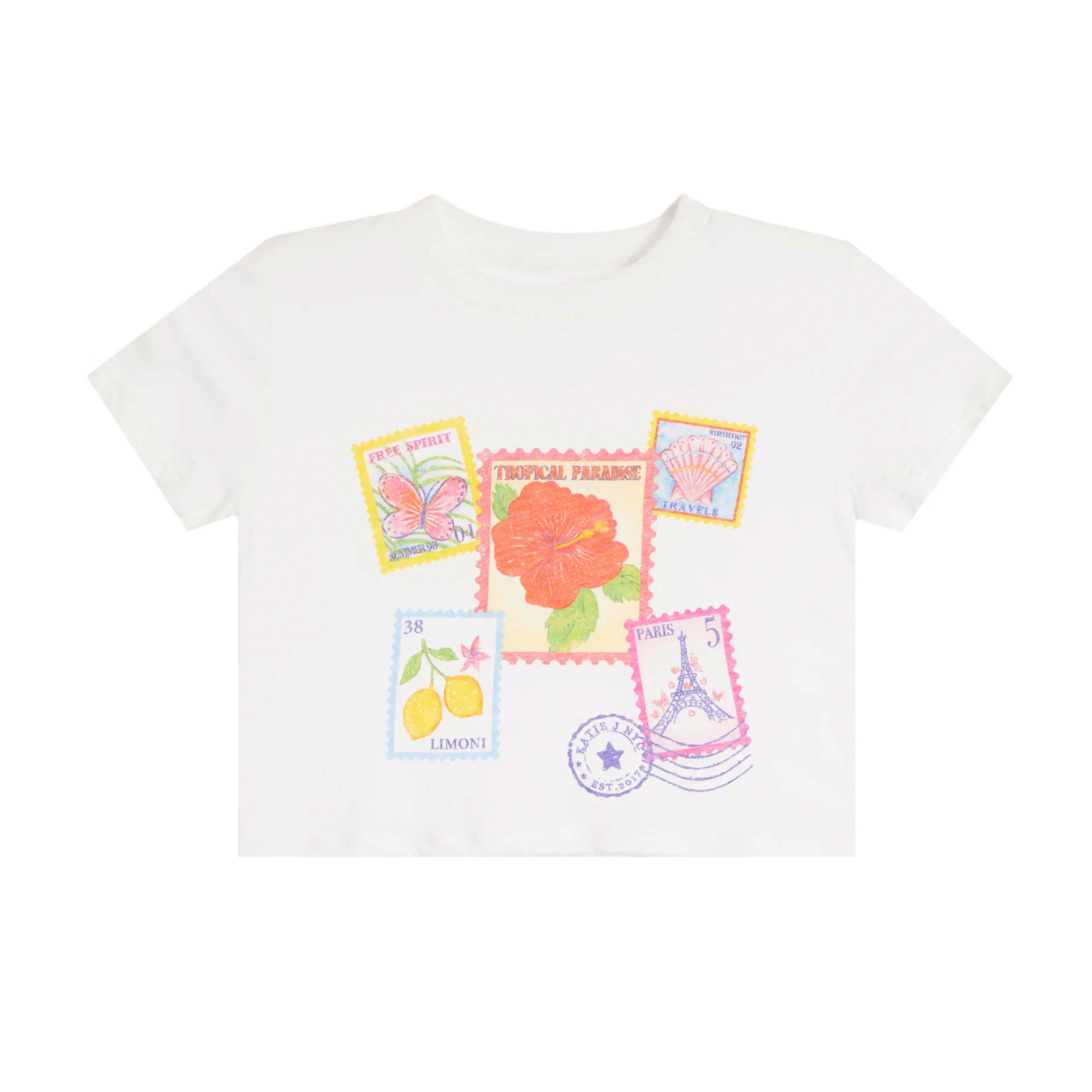 Katie J NYC Girls Printed Stamps Fearless Tee