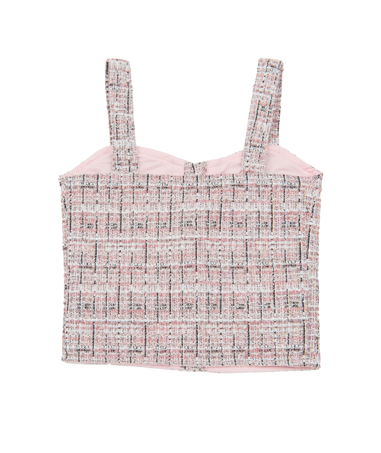 FBZ Girls Lennie Pink Tweed Silver Buttons Tank Girls Casual Tops FBZ Flowers By Zoe