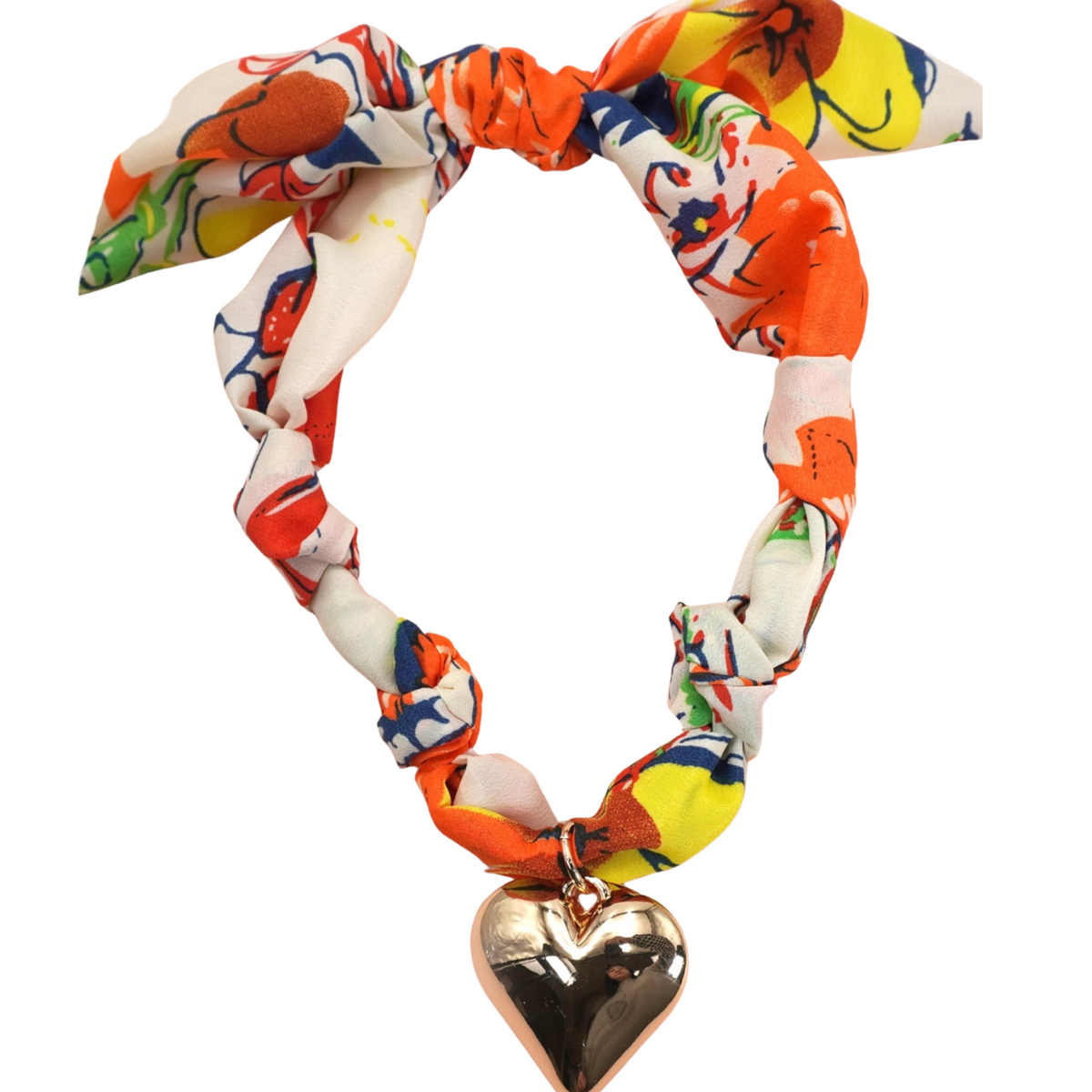 Frankie's Exclusives Josie Scarf Charm Necklace Puffy Heart Oranges Distressed/seasonal accessories Frankie's Exclusives Multi