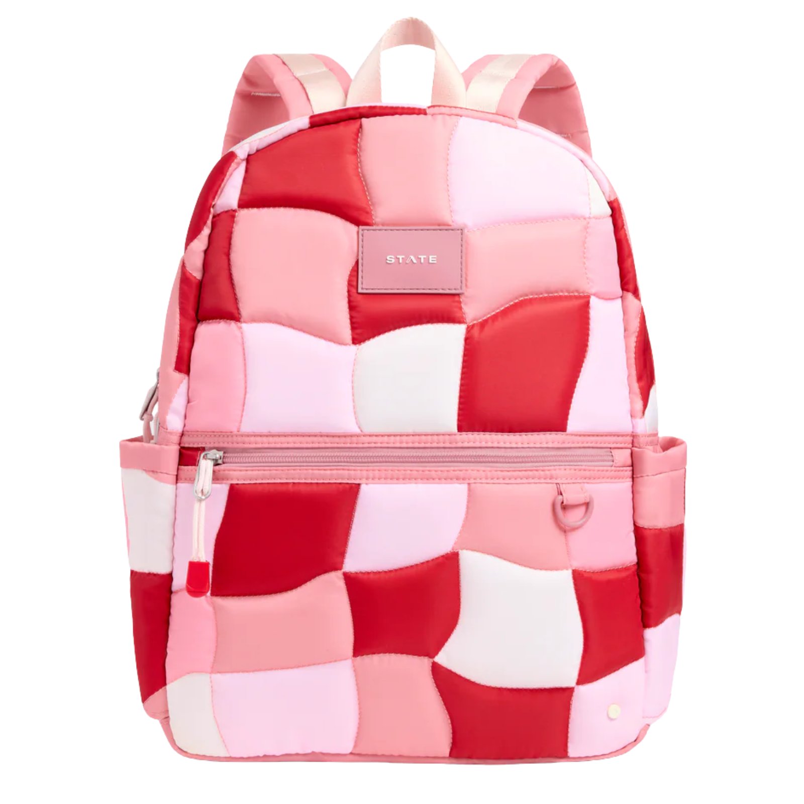 State Bags Kane Kids Double Pocket Large Backpack Pink Puffer Check Accessories State bags Pink