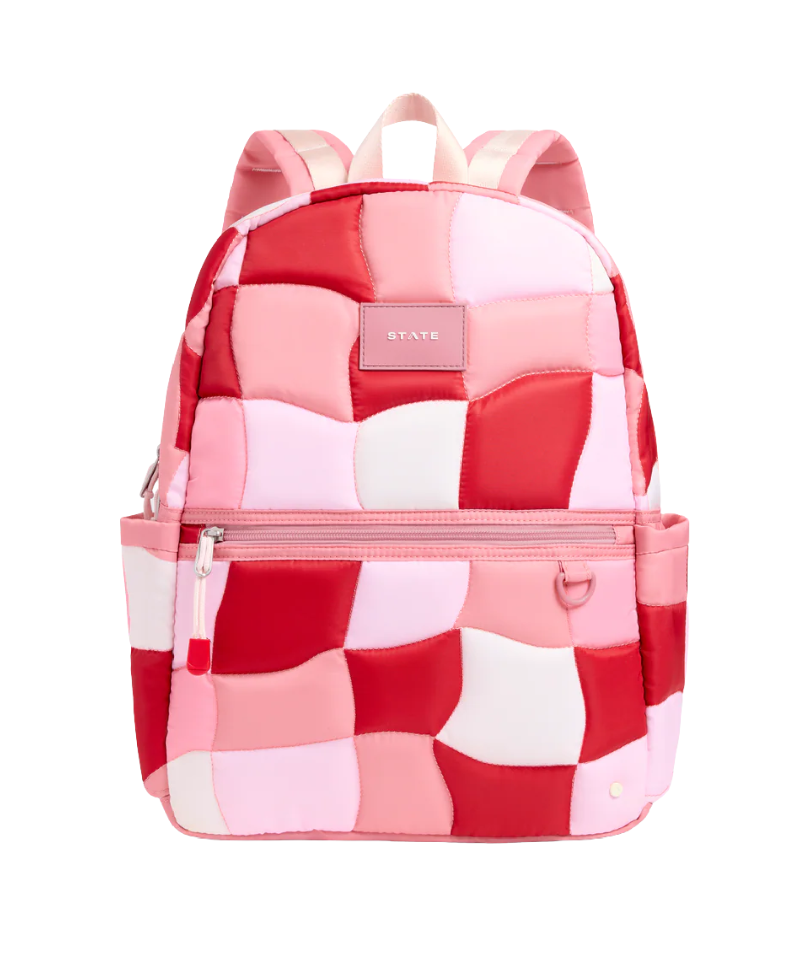 State Bags Kane Kids Double Pocket Large Backpack Pink Puffer Check Accessories State bags Pink