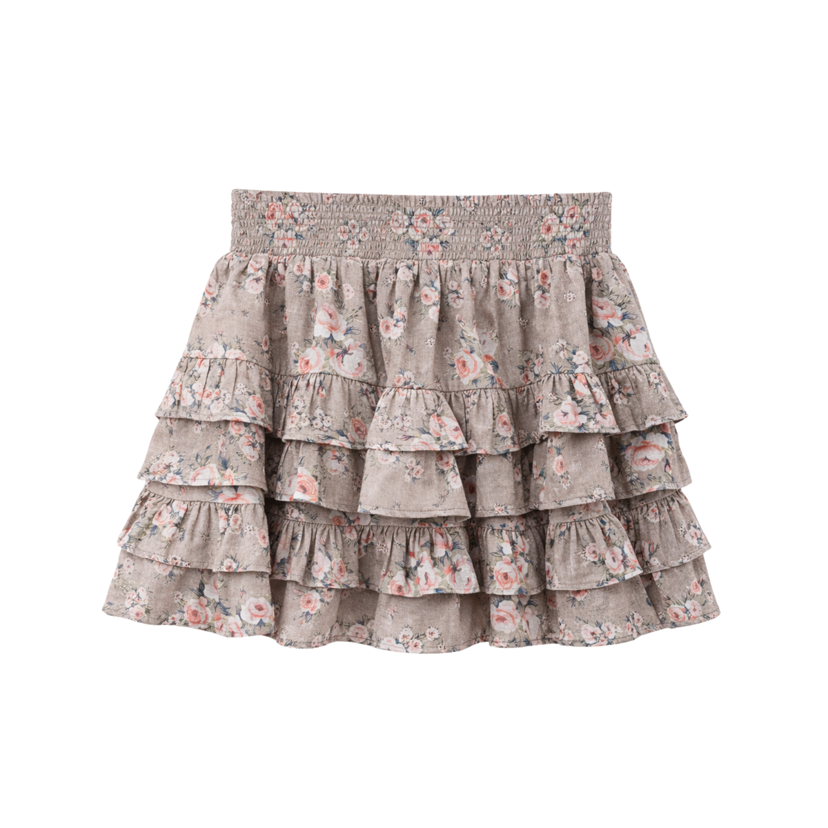 Summer Loving Girls Saline Skirt Petal Taupe Girls Casual Bottoms Summer Loving Floral Y/S (7/8)