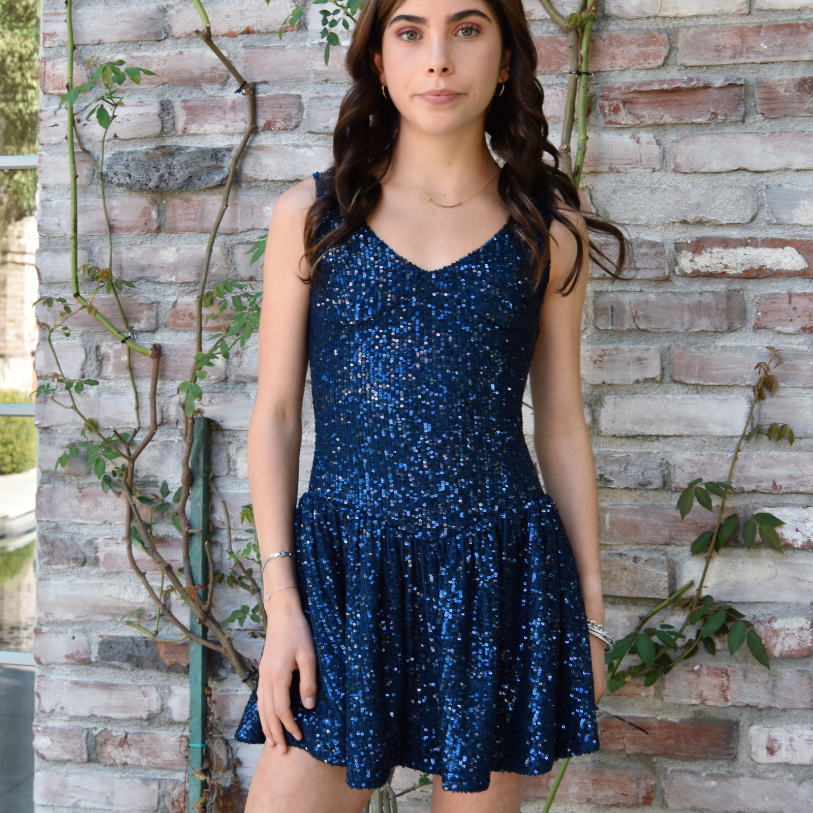 Katie J NYC Girls Zena Sequin Dress Girls Special Dresses Katie J NYC Navy Y/S (7/8)
