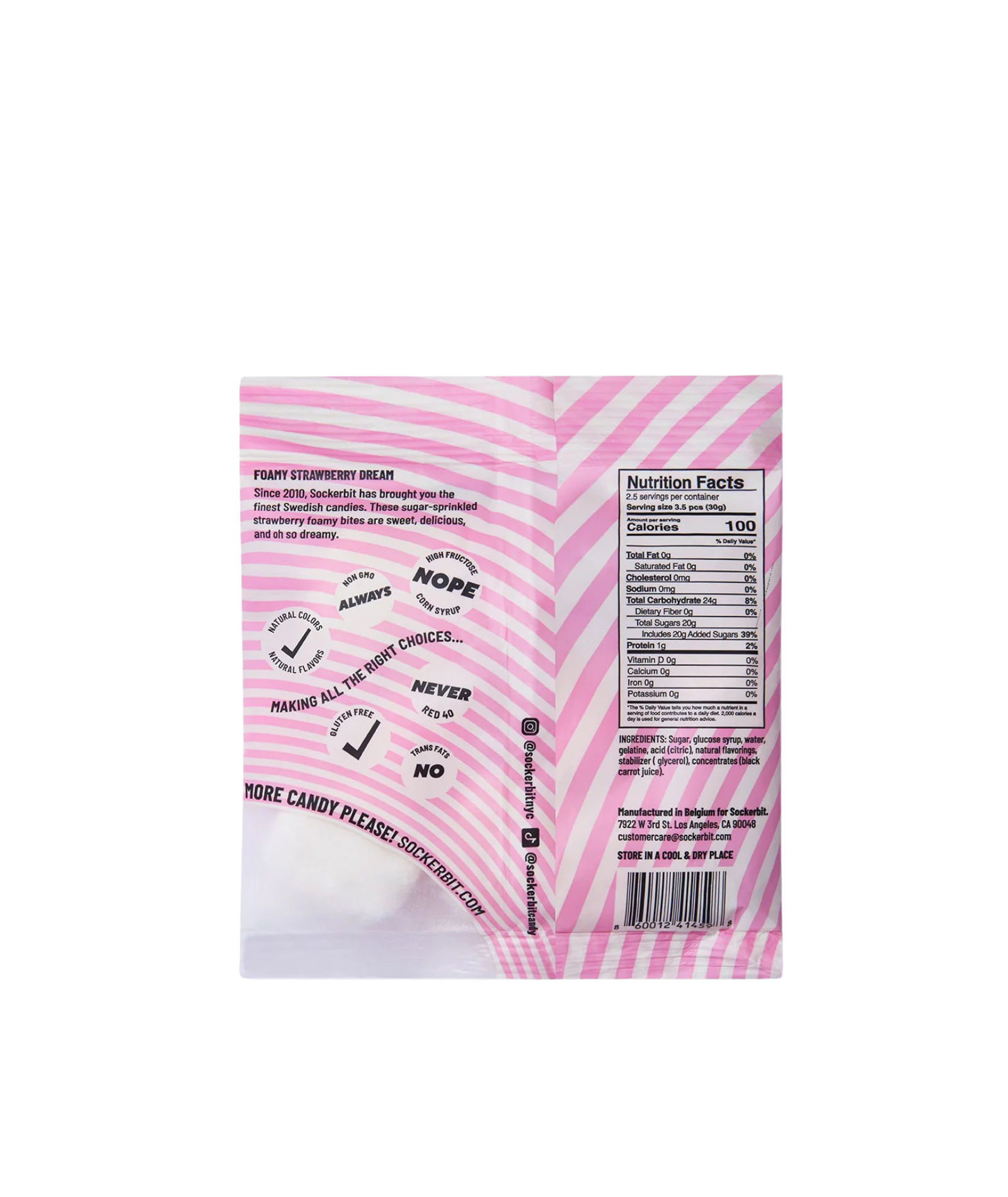 Sockerbit Foamy Strawberry Dream Swedish Candy Bag Accessories Frankie's Exclusives