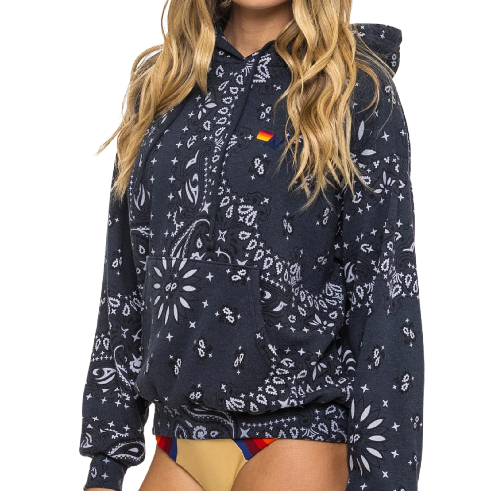Aviator Nation Women Bandana Relaxed Pullover Hoodie