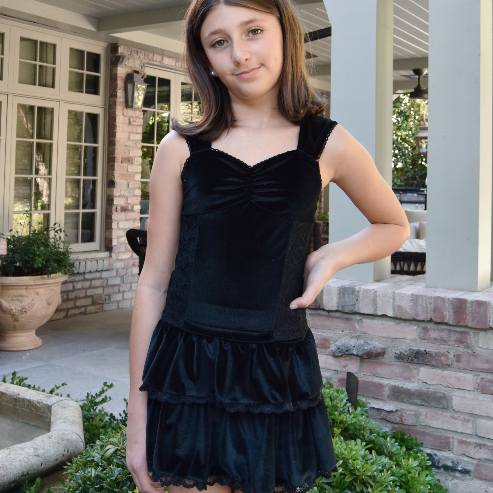 FBZ Girls Olympia Lace/Velvet Skirt Girls Special Bottoms FBZ Flowers By Zoe Black Y/S (7/8)