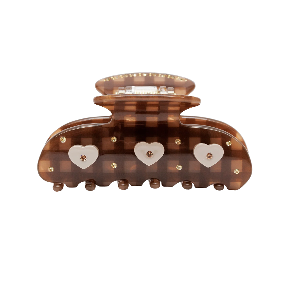 Emi Jay Sweetheart Clip in Cuddle Me Gingham Accessories Emi Jay Brown