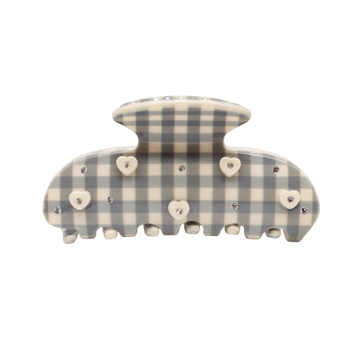 Emi Jay Sweetheart Clip in Cozy Cloud Gingham Accessories Emi Jay Grey