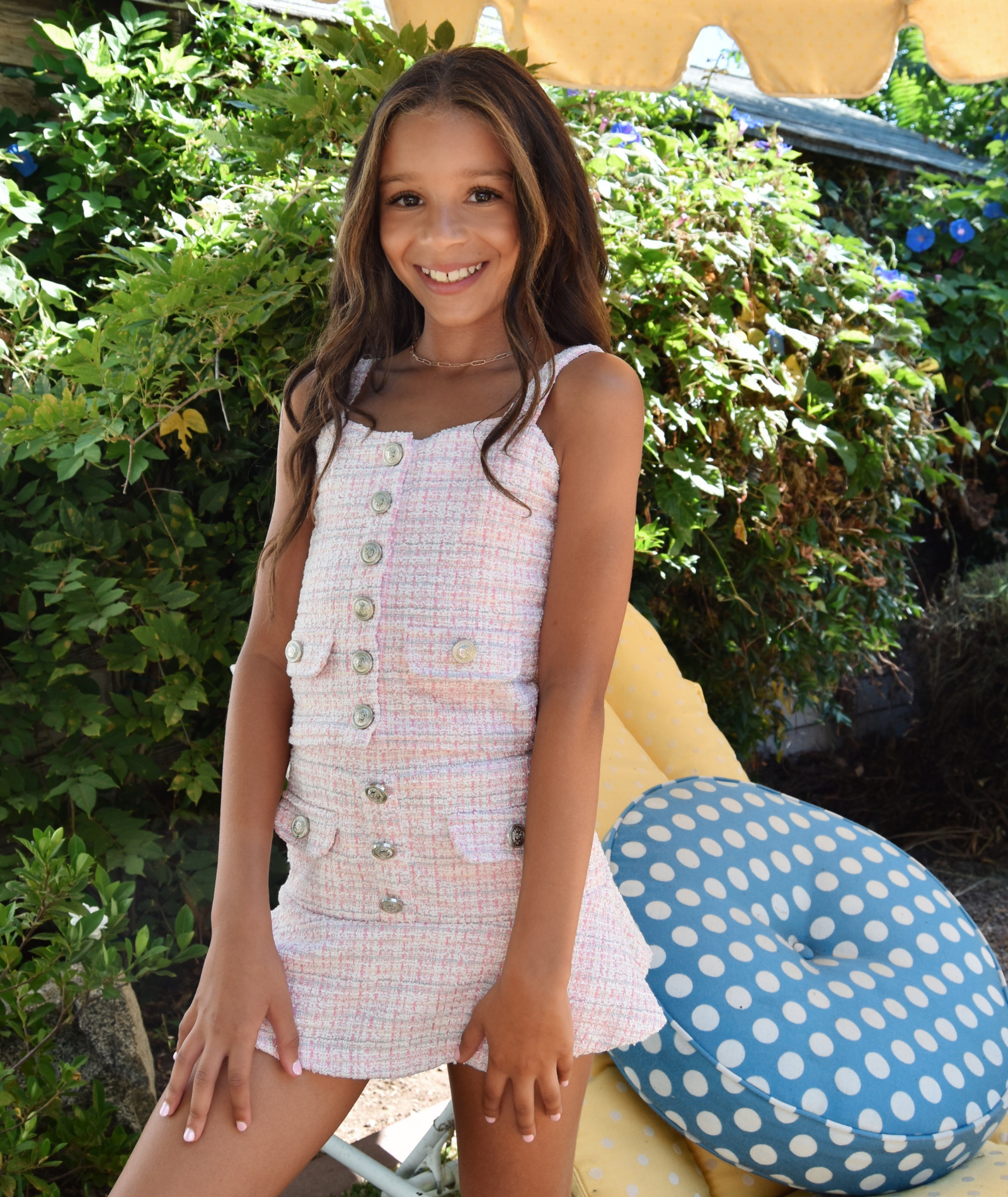 FBZ Girls Posie Pink Tweed Skirt Girls Special Bottoms FBZ Flowers By Zoe