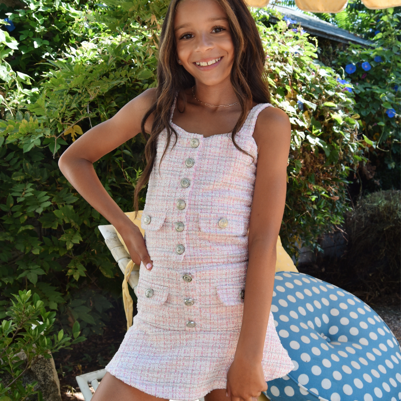 FBZ Girls Posie Pink Tweed Skirt Girls Special Bottoms FBZ Flowers By Zoe Pink Y/6