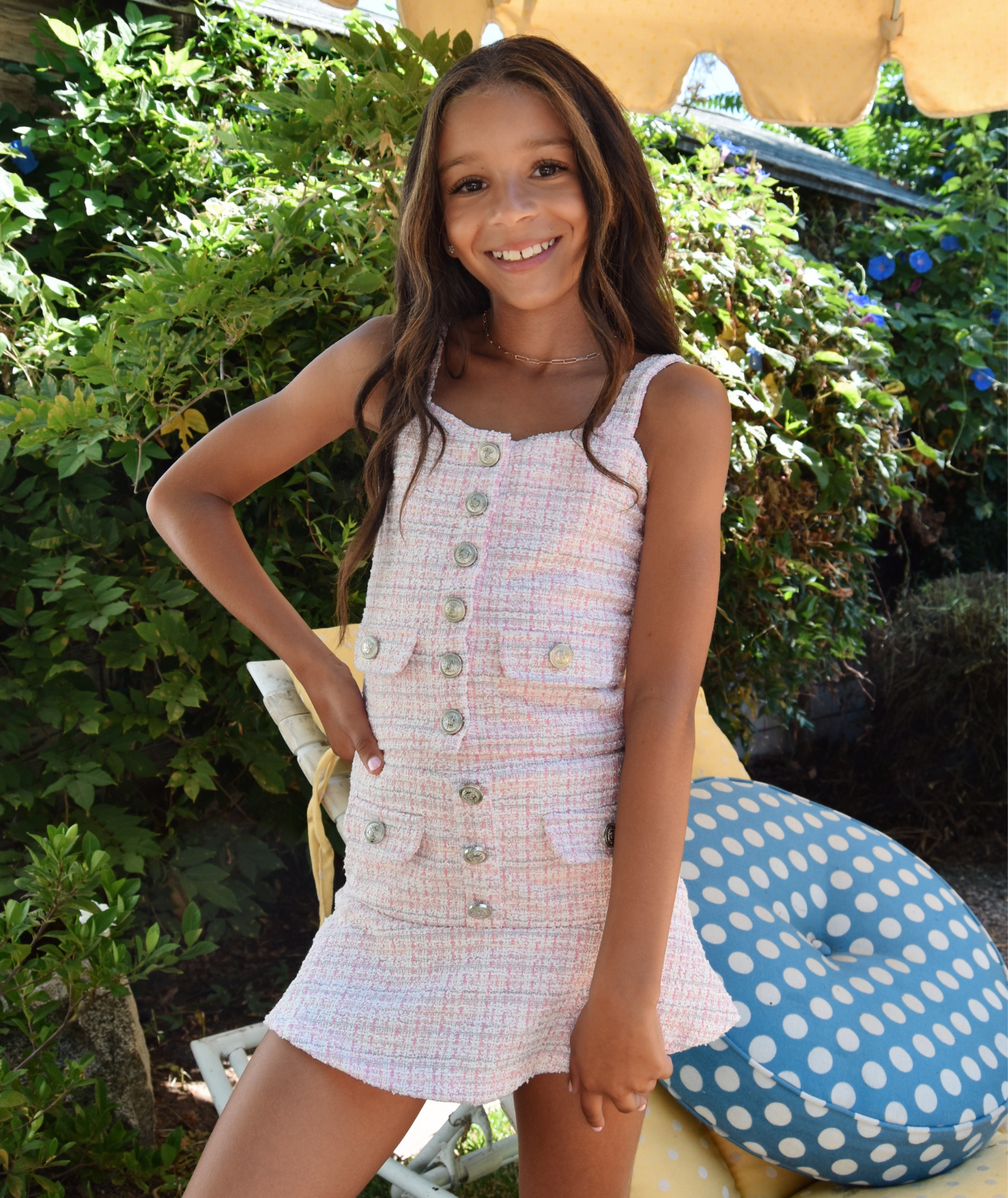 FBZ Girls Posie Pink Tweed Skirt Girls Special Bottoms FBZ Flowers By Zoe Pink Y/6