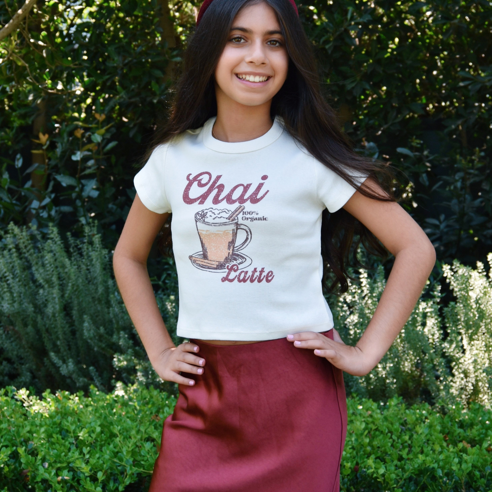 Katie J NYC Girls Chai Baby Tee Girls Casual Tops Katie J NYC Vintage White Y/S (7/8)
