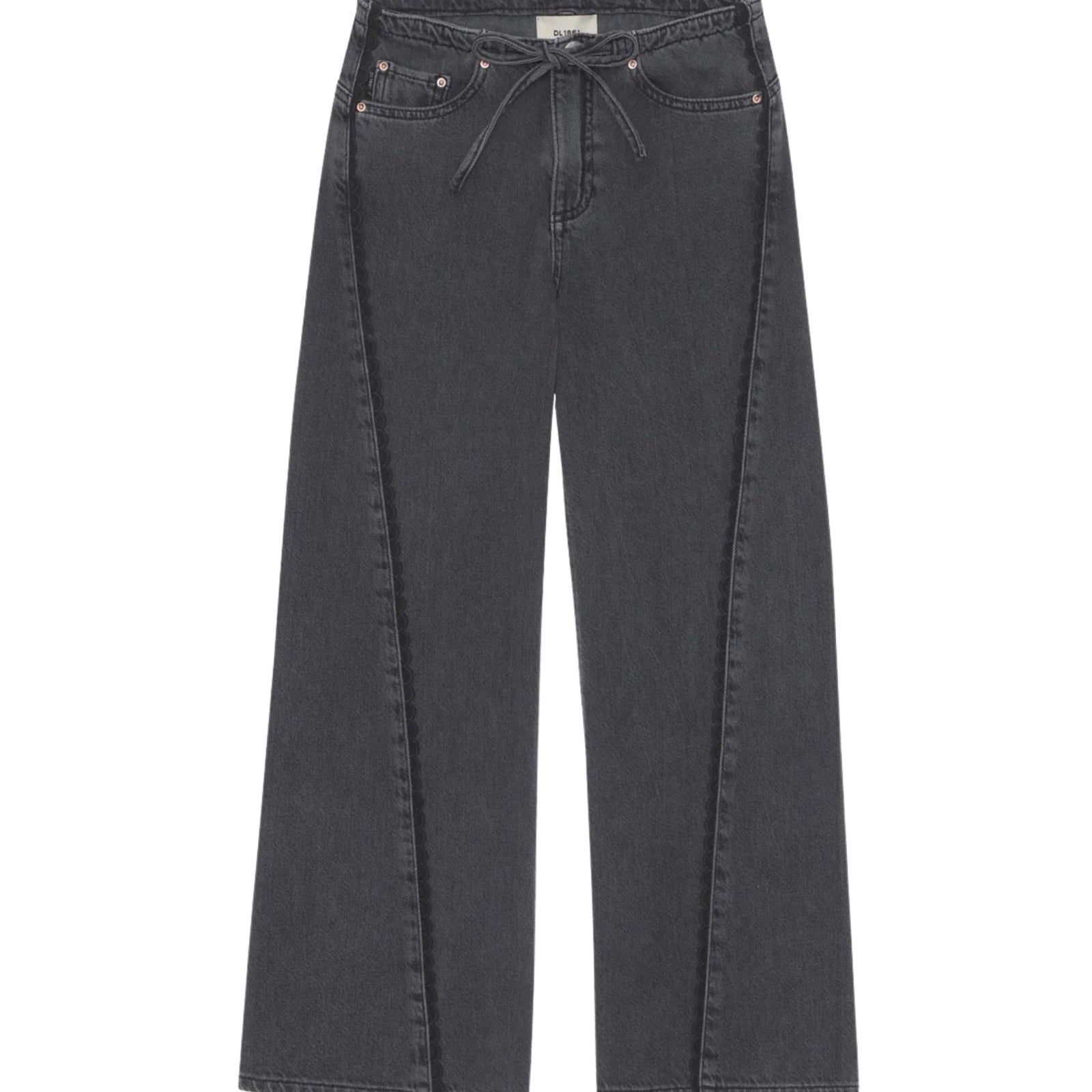 DL1961 Girls Frankie Nightshade Lace Aura Low Slung Wide Leg Jeans
