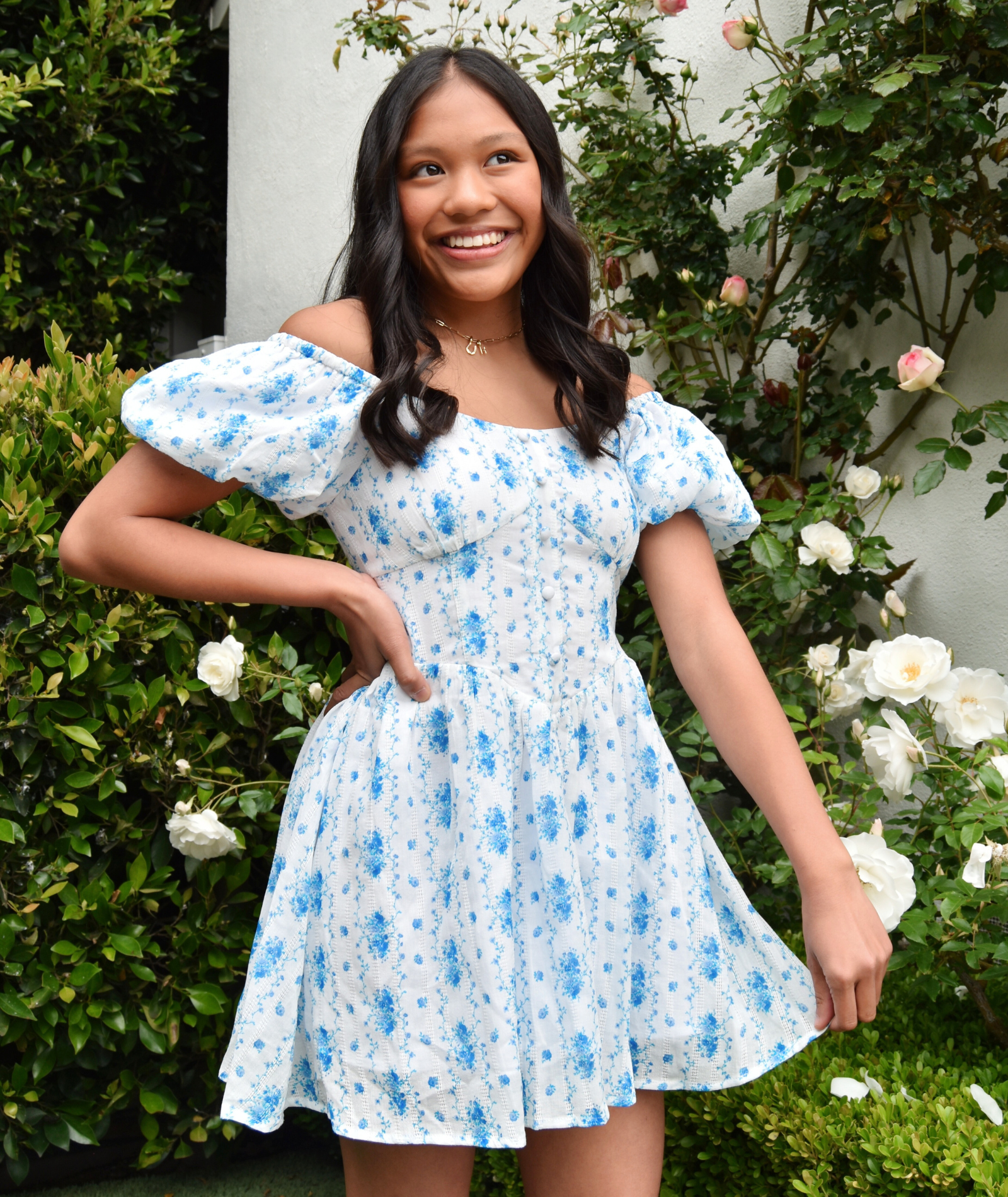 Katie J NYC Juniors Santorini Stripe Floral Greta Dress Distressed/seasonal womens Katie J NYC Floral Juniors/Women XS