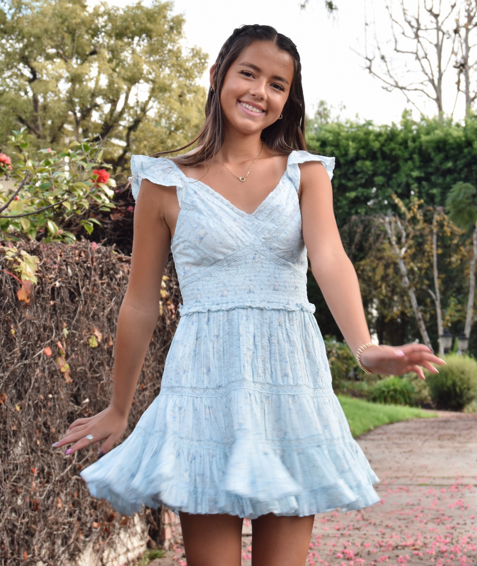 Love Shack Fancy Women Presline Dress Snowdrop Blue Womens Casual Dresses Love Shack Fancy