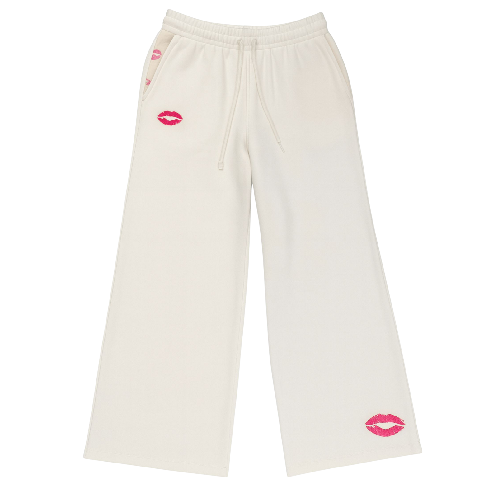 Katie J NYC Girls Tanner Lips Sweatpants Girls Casual Bottoms Katie J NYC Vintage White Y/S (7/8)