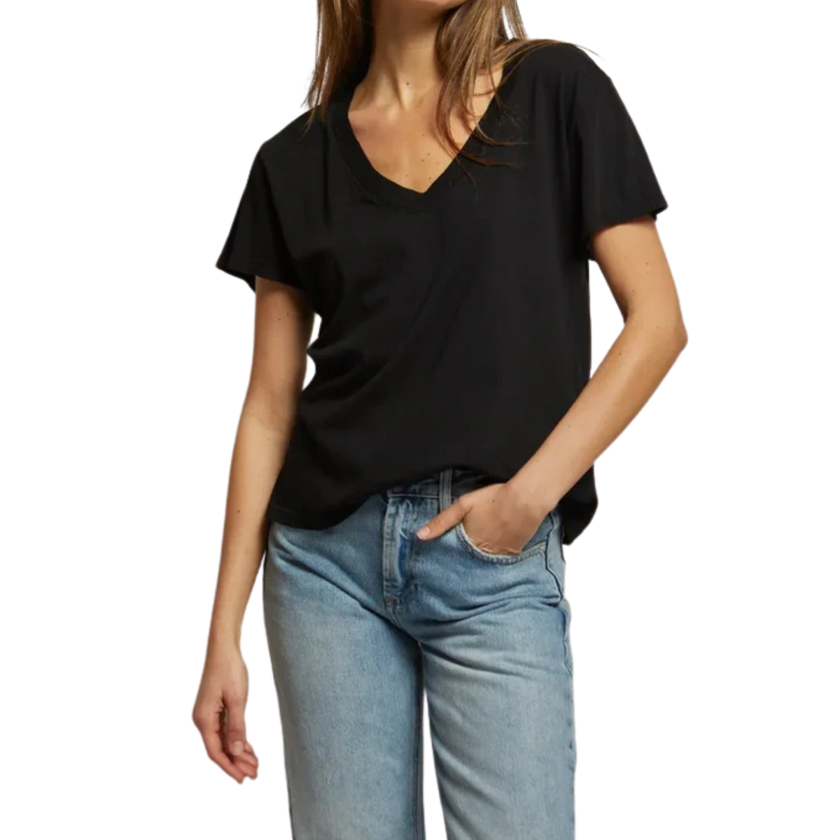 Perfect White Tee Women Hendrix Boxy V Neck Tee Womens Casual Tops Perfect White Tee True Black Juniors/Women XS