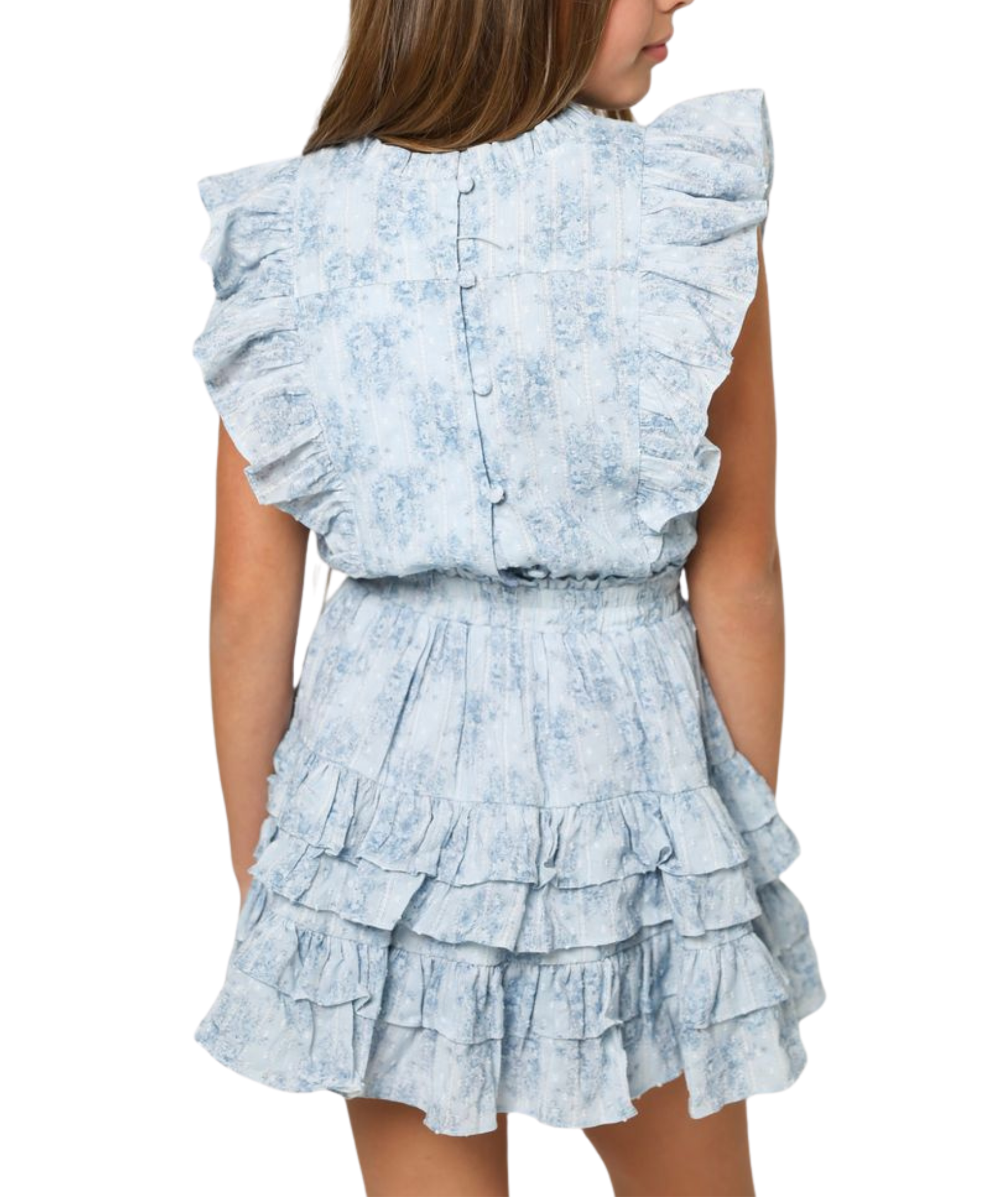 Summer Loving Girls Gustavia Dress Mini Roses Blue Girls Casual Dresses Summer Loving