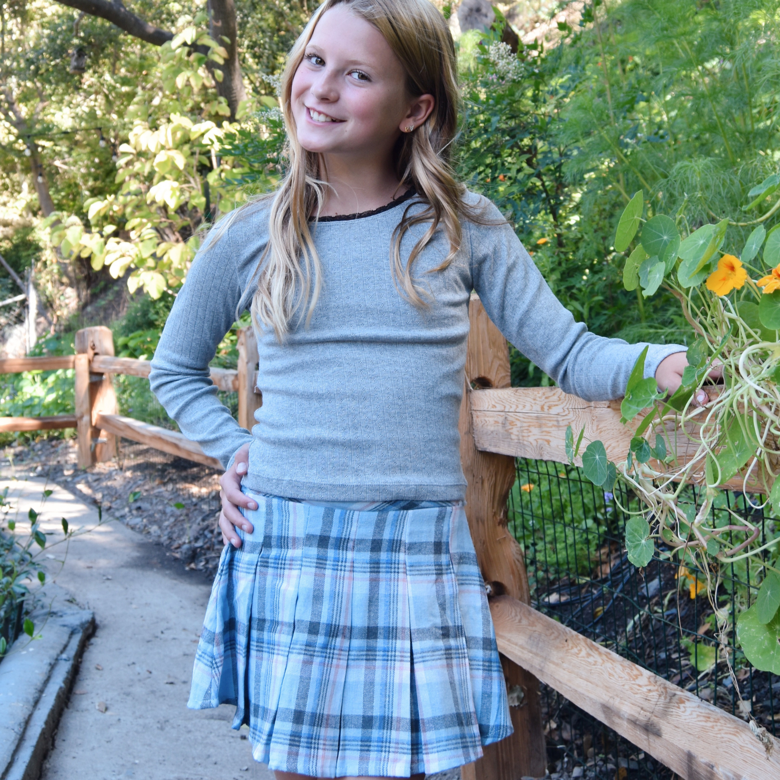 FBZ Girls Harlee Plaid Flannel Skirt Girls Casual Bottoms FBZ Flowers By Zoe Plaid Y/6