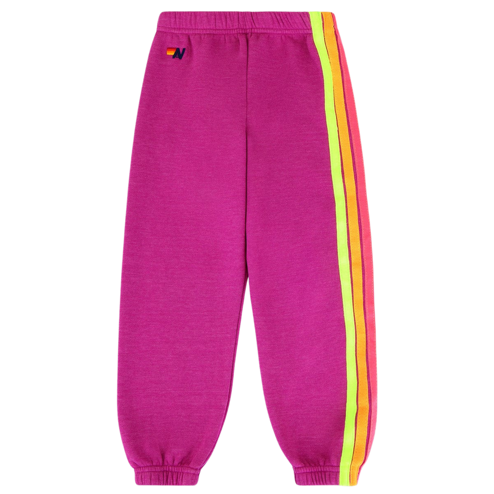 Aviator Nation Kids 5 Stripe Sweatpants Magenta/Yellow Blue Girls Casual Bottoms Aviator Nation Pink Y/M (10)