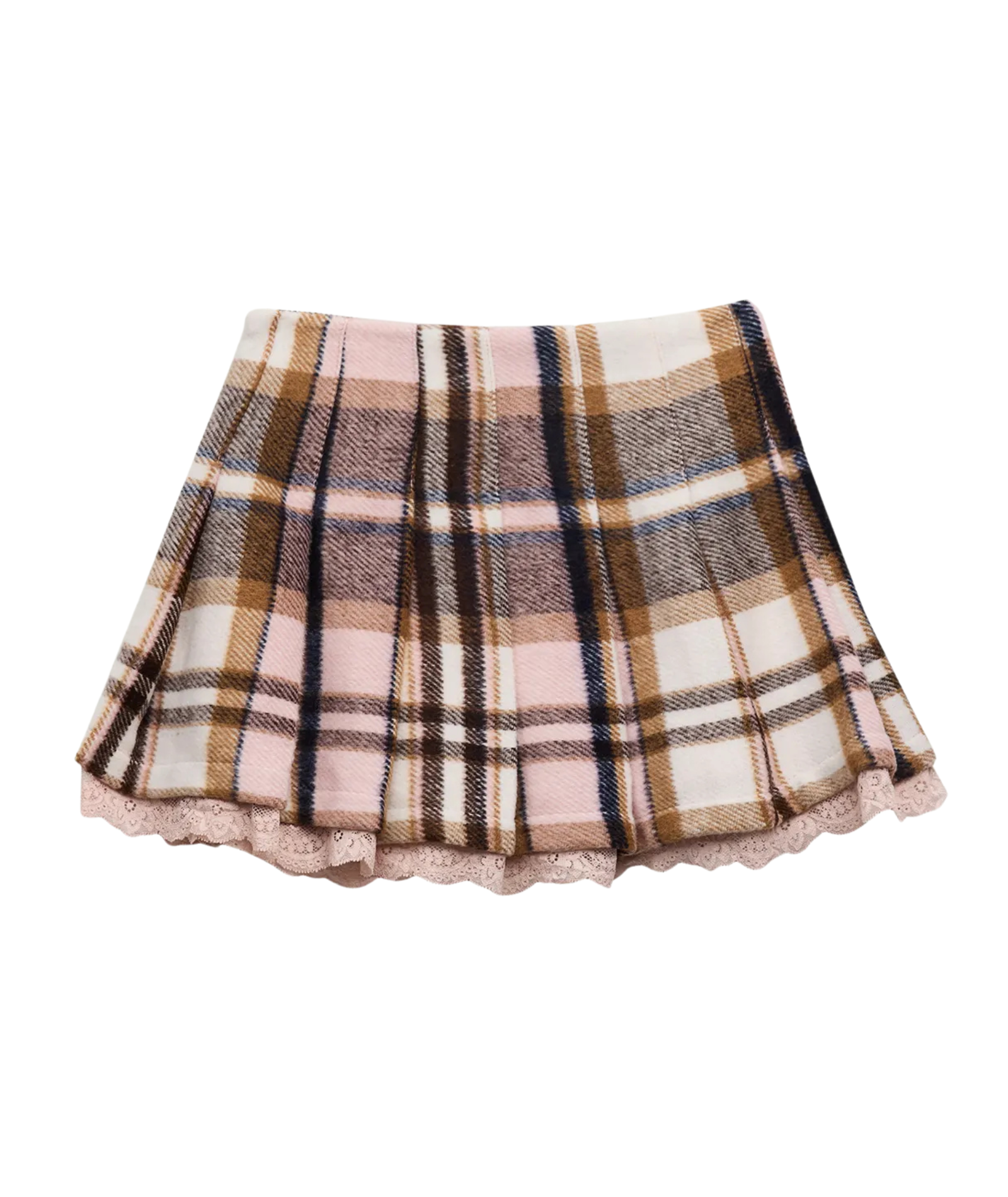 Katie J NYC Girls Elicia Pink/Neutral Plaid Skirt Girls Casual Bottoms Katie J NYC