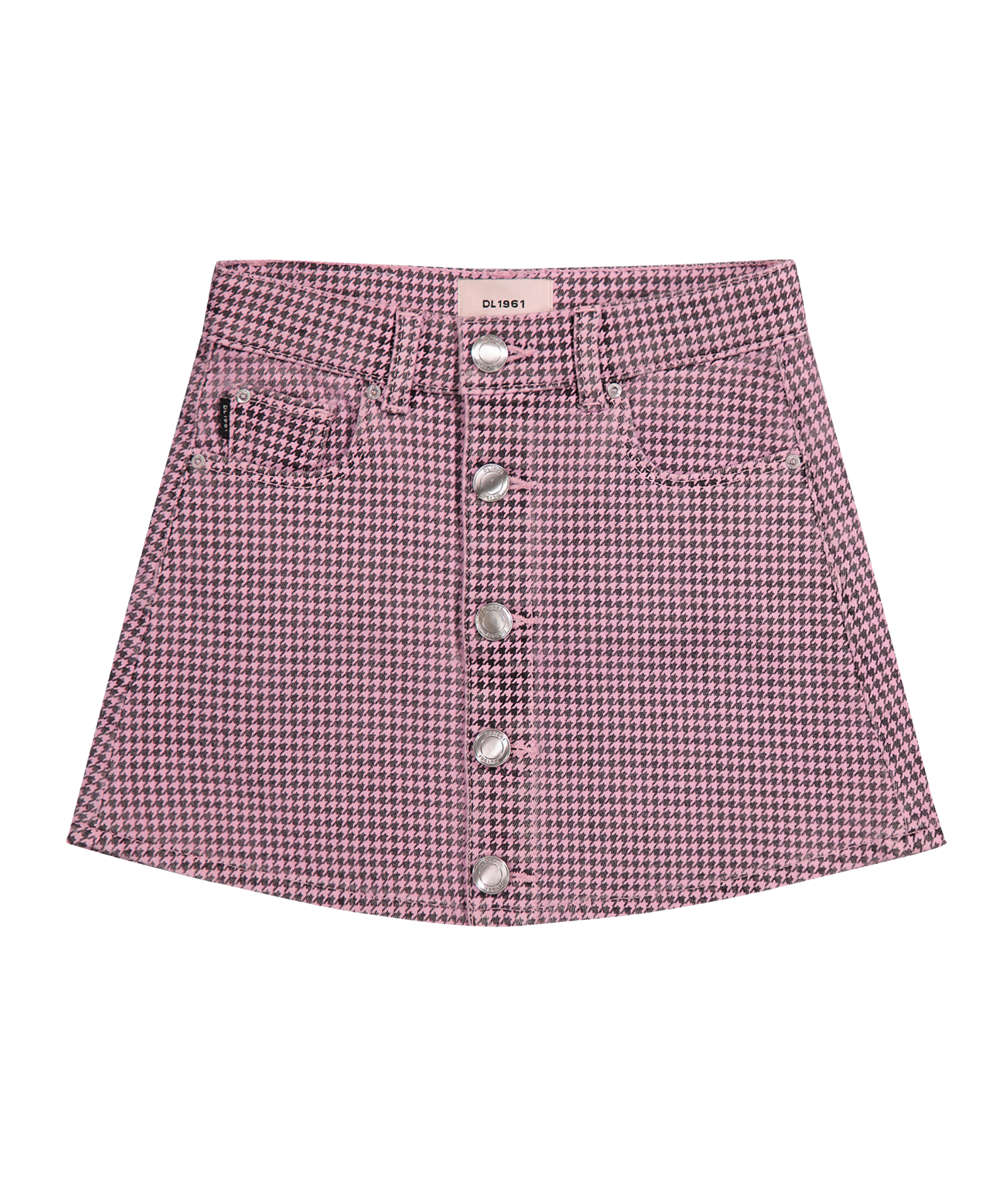 DL1961 Girls Jenny Pink Houndstooth Mini Skirt Girls Casual Bottoms DL1961