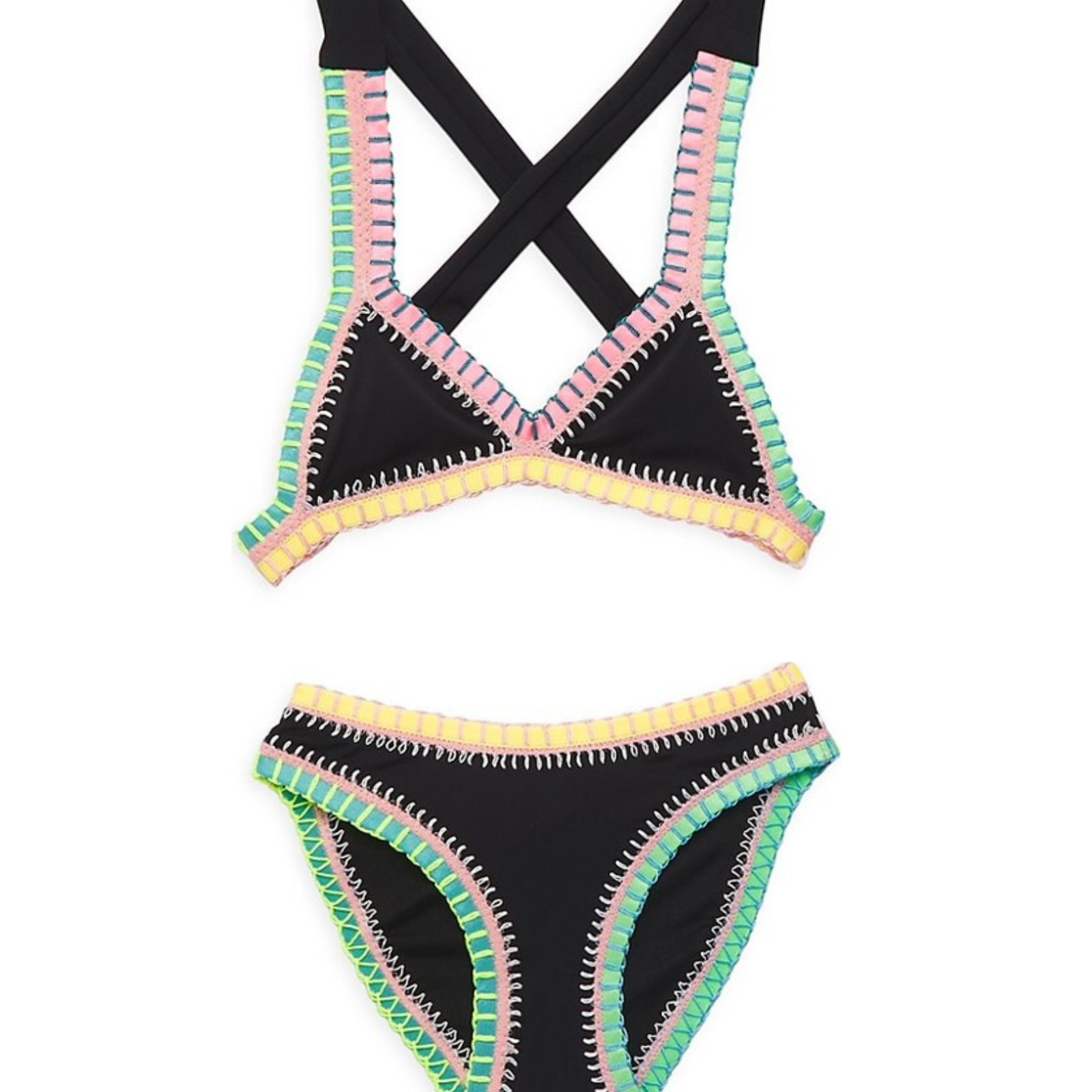 PQ Girls Rainbow Embroidered Bikini Cross Strap Accessories PQ Girls Black Y/6