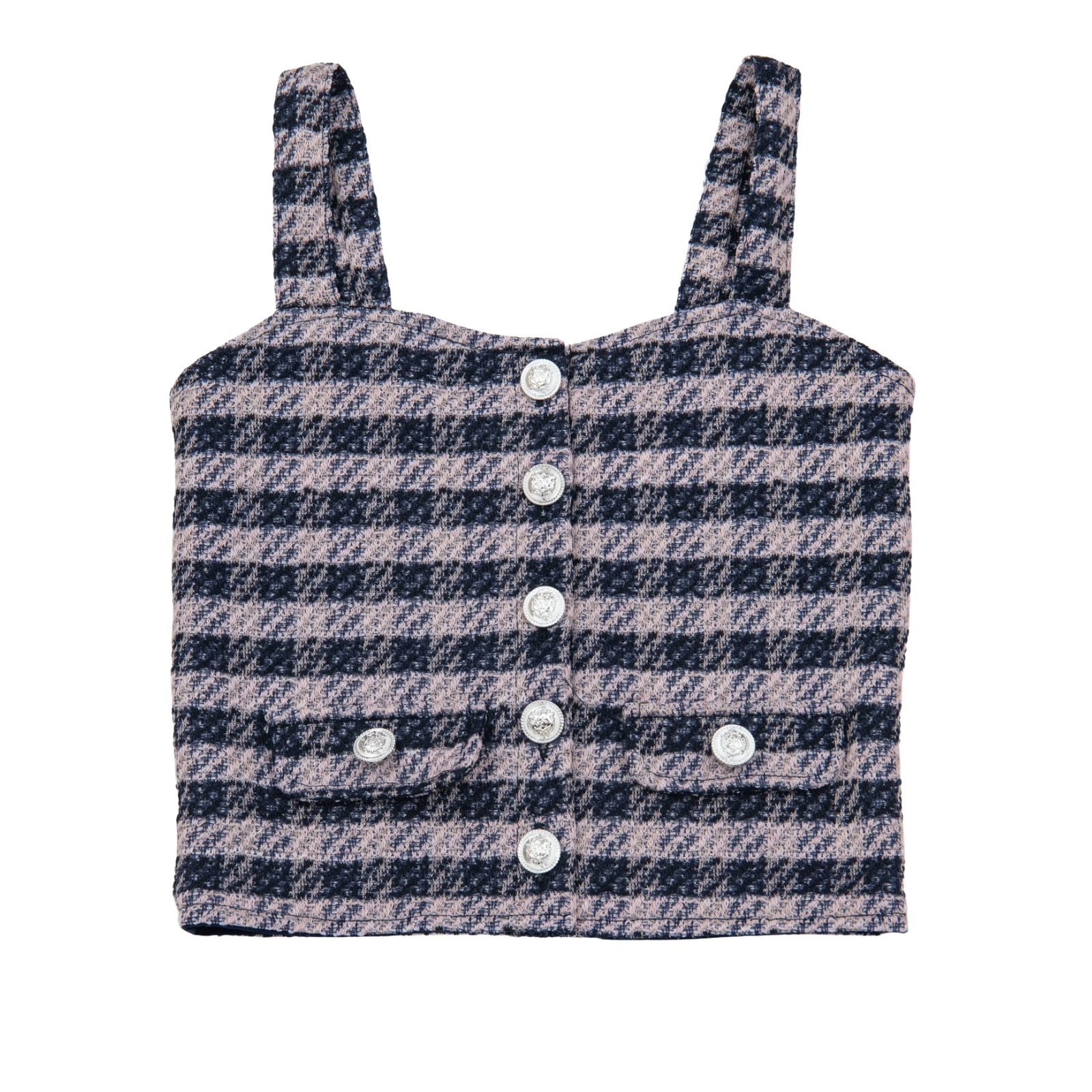 FBZ Girls Freddie Blue Houndstooth Tweed Tank Girls Casual Bottoms FBZ Flowers By Zoe Multi Y/S (7/8)