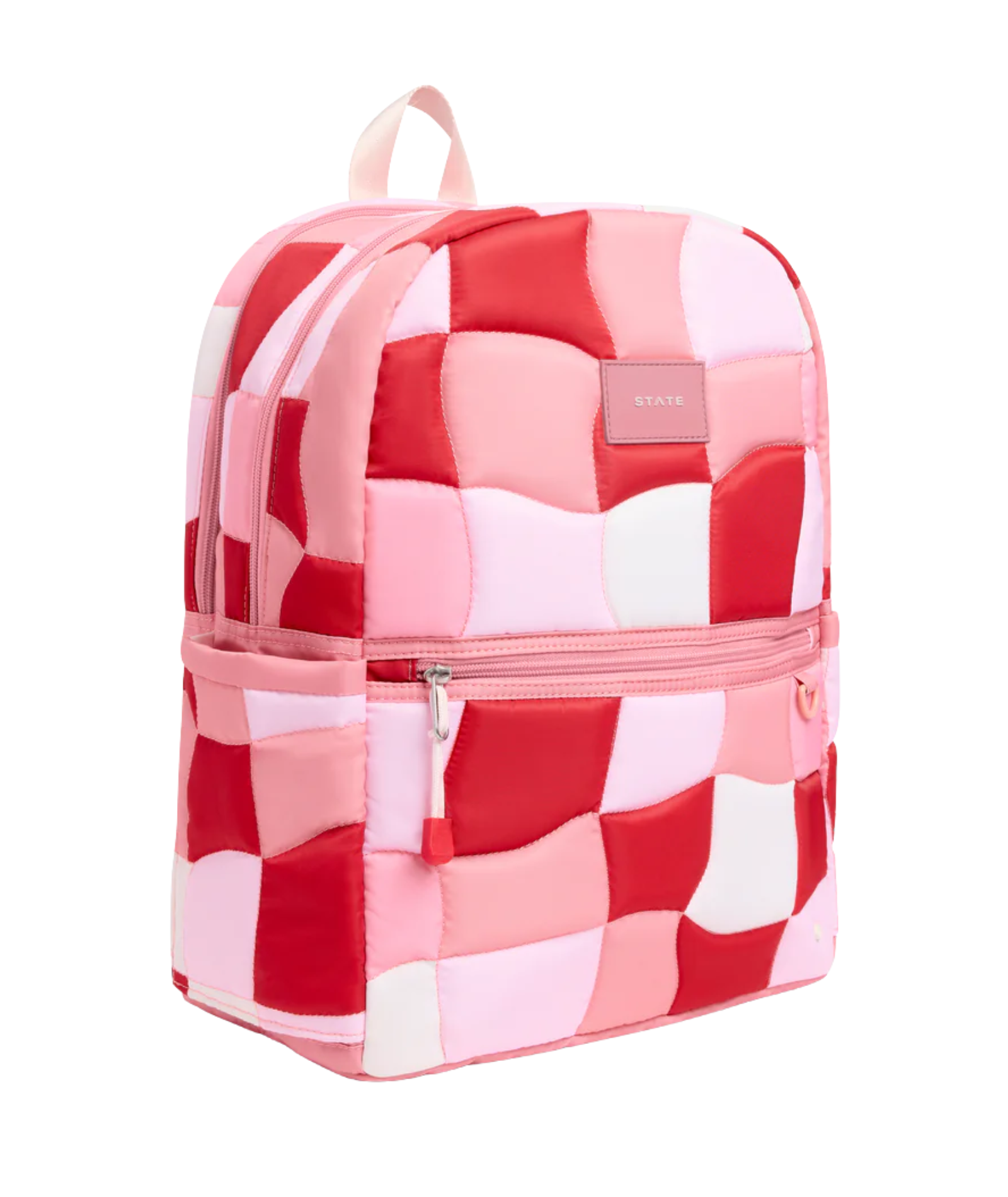 State Bags Kane Kids Double Pocket Large Backpack Pink Puffer Check Accessories State bags
