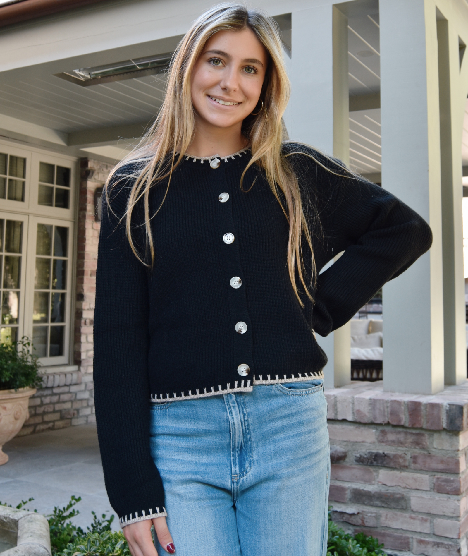 8apart Women Reed Stitch Collar Cardigan Womens Casual Tops 8apart Black Juniors/Women S