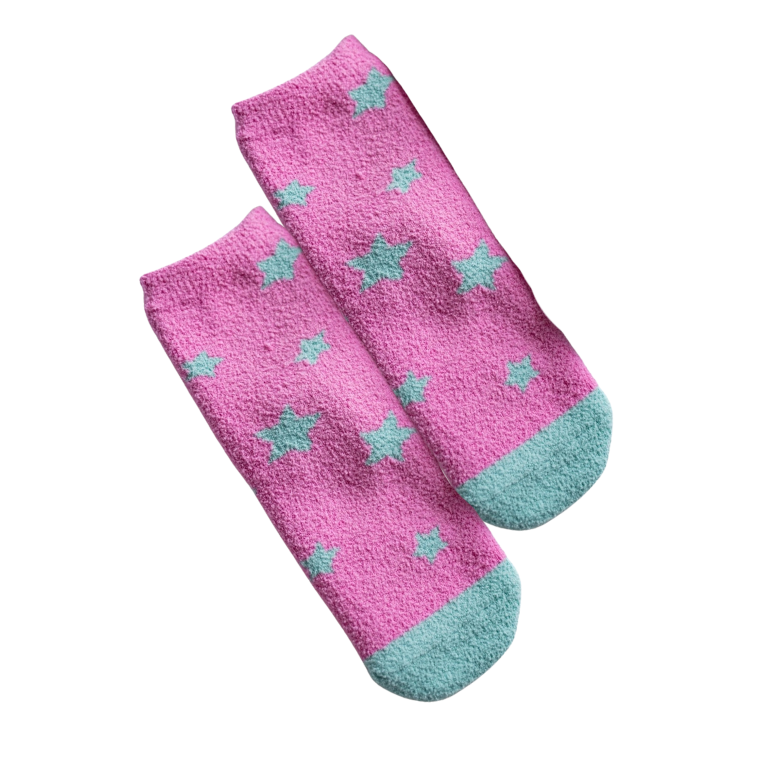 XOXO Fuzzy Socks Pink and Aqua Star Accessories Frankie's Exclusives Pink One Size Fits Most (Y/7-Y/14)