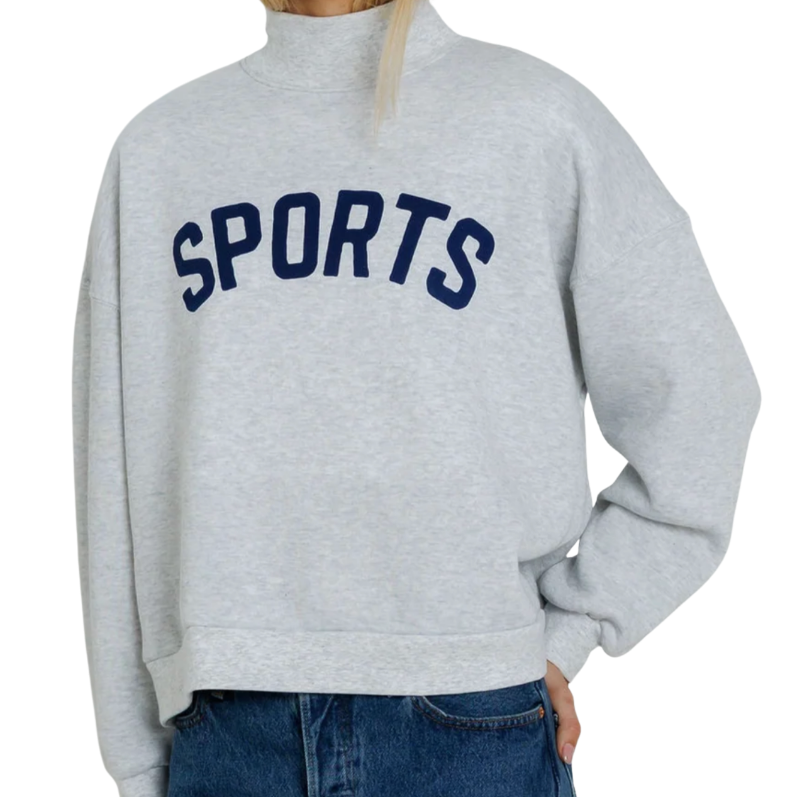 Sunny Somewhere Women Navy Sports Mockneck Womens Casual Tops Sunny Somewhere Grey Juniors/Women XS