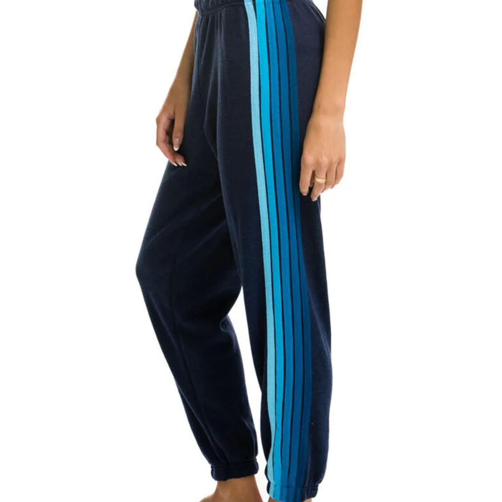 Aviator Nation Women 5 Stripe Sweatpants Navy/Blue Womens Casual Bottoms Aviator Nation Navy Juniors/Women XS