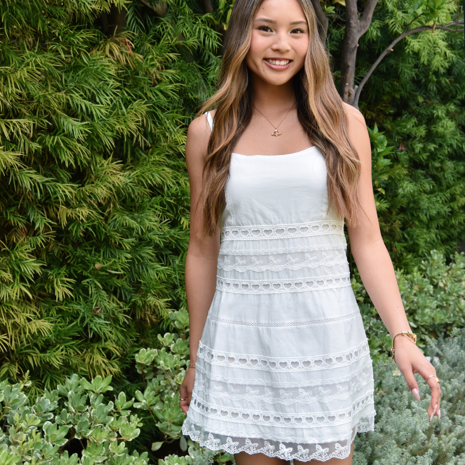 Theme Girls Isabella White Heart Bow Lace Dress Girls Casual Dresses Theme-NYC White Y/S (7/8)