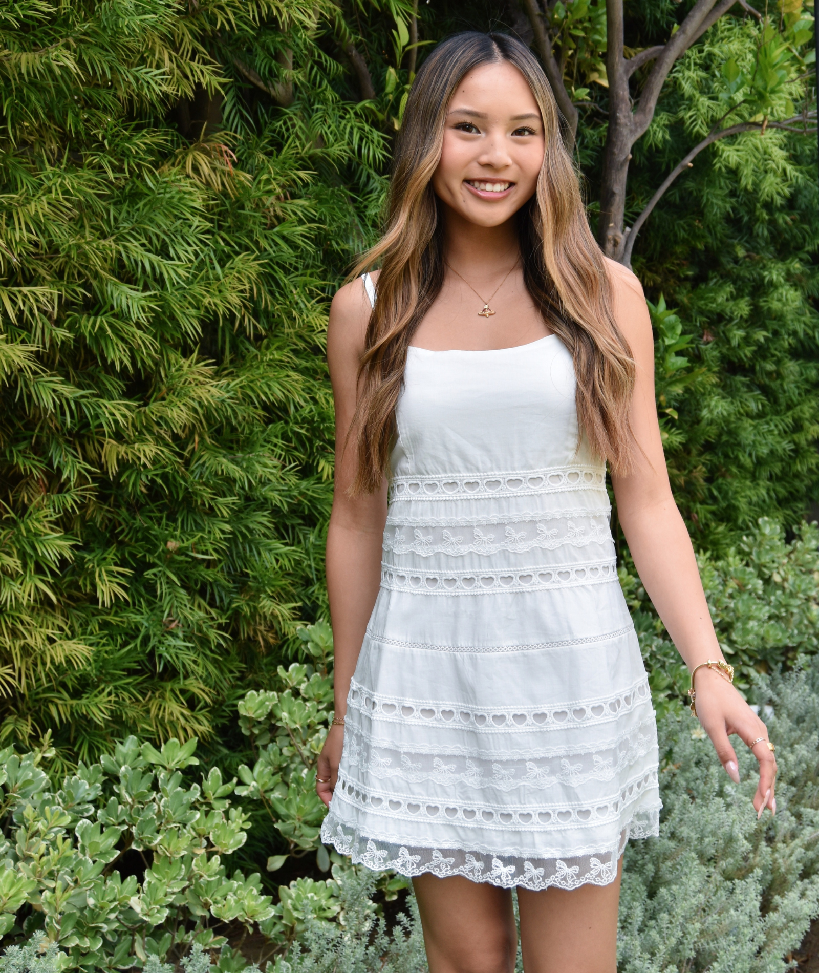Theme Girls Isabella White Heart Bow Lace Dress Girls Casual Dresses Theme-NYC White Y/S (7/8)