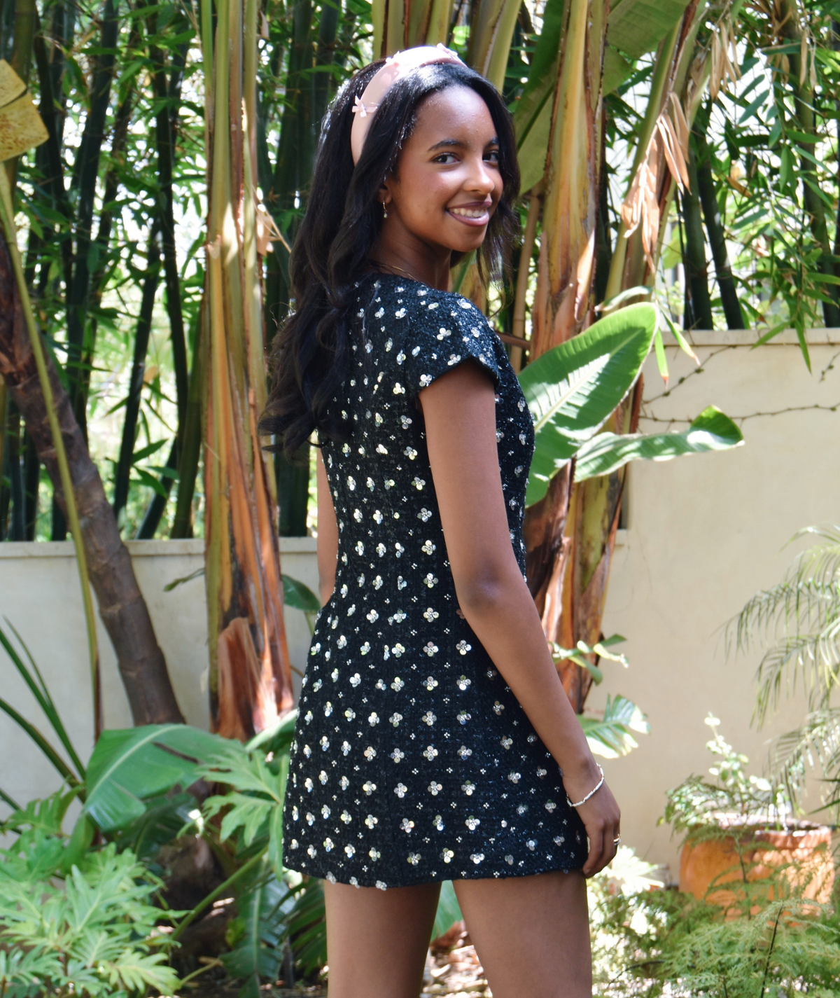 Theme Girls Zoe Cap Sleeve Boucle With Flowers Girls Special Dresses Theme-NYC