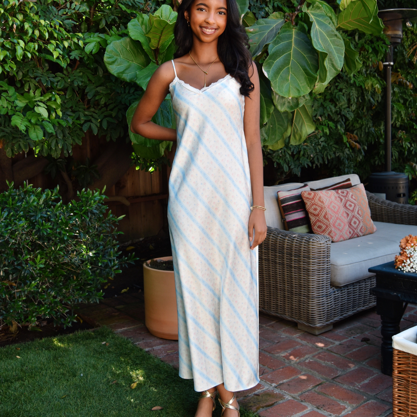 Love Shack Fancy Girls Adelise Dress Cotton Skies Girls Casual Dresses Love Shack Fancy Light Blue Y/S (7/8)