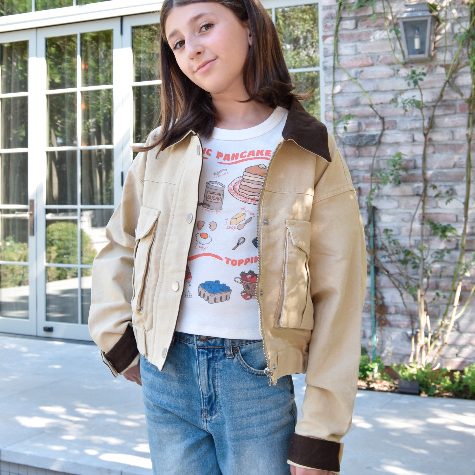 8apart Women Korey Cropped Khaki Jacket Womens Casual Tops 8apart Tan Juniors/Women S