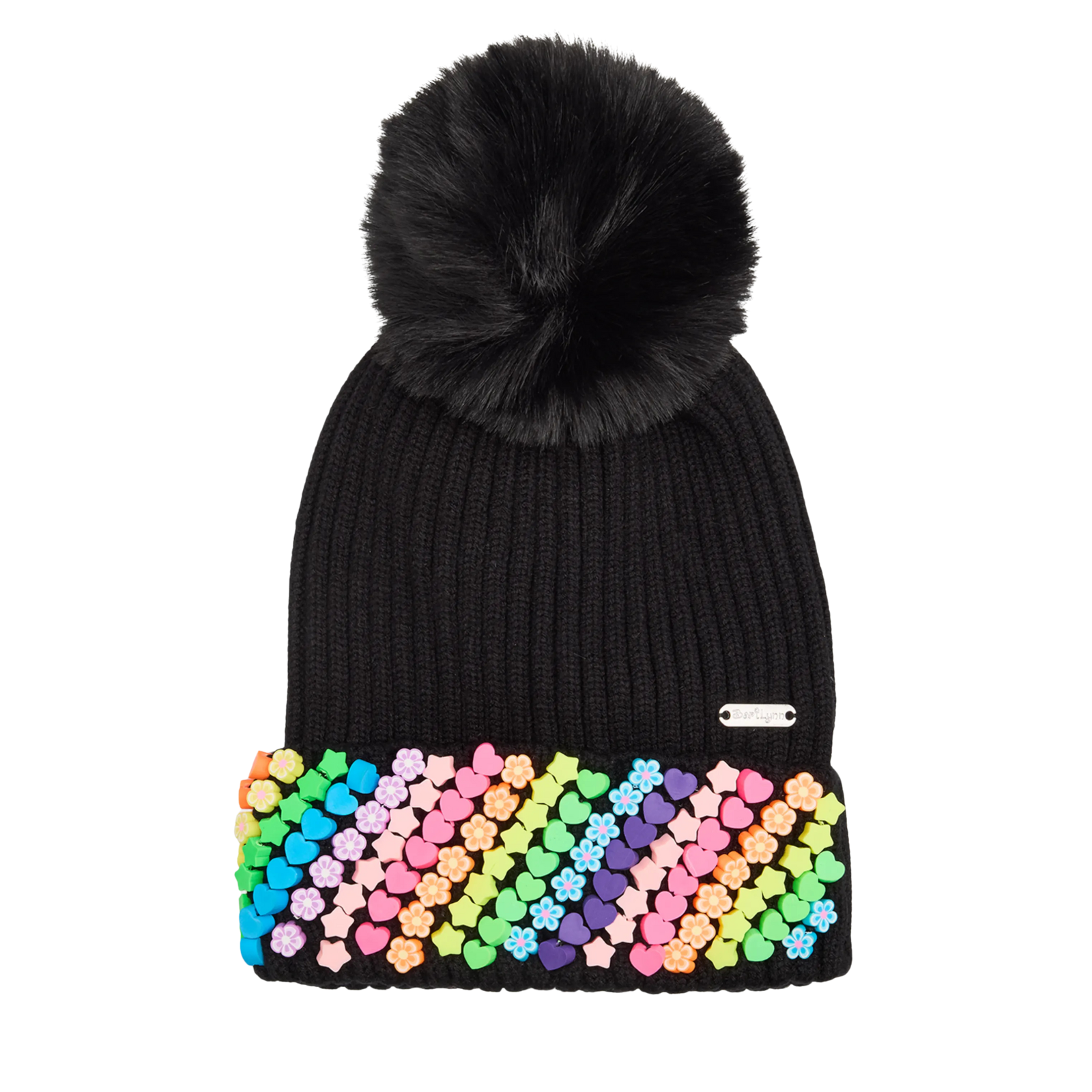Bari Lynn Cutie Charm Cuff Winter Hat Accessories Bari Lynn Black One Size Fits Most (Y/7-Y/14)