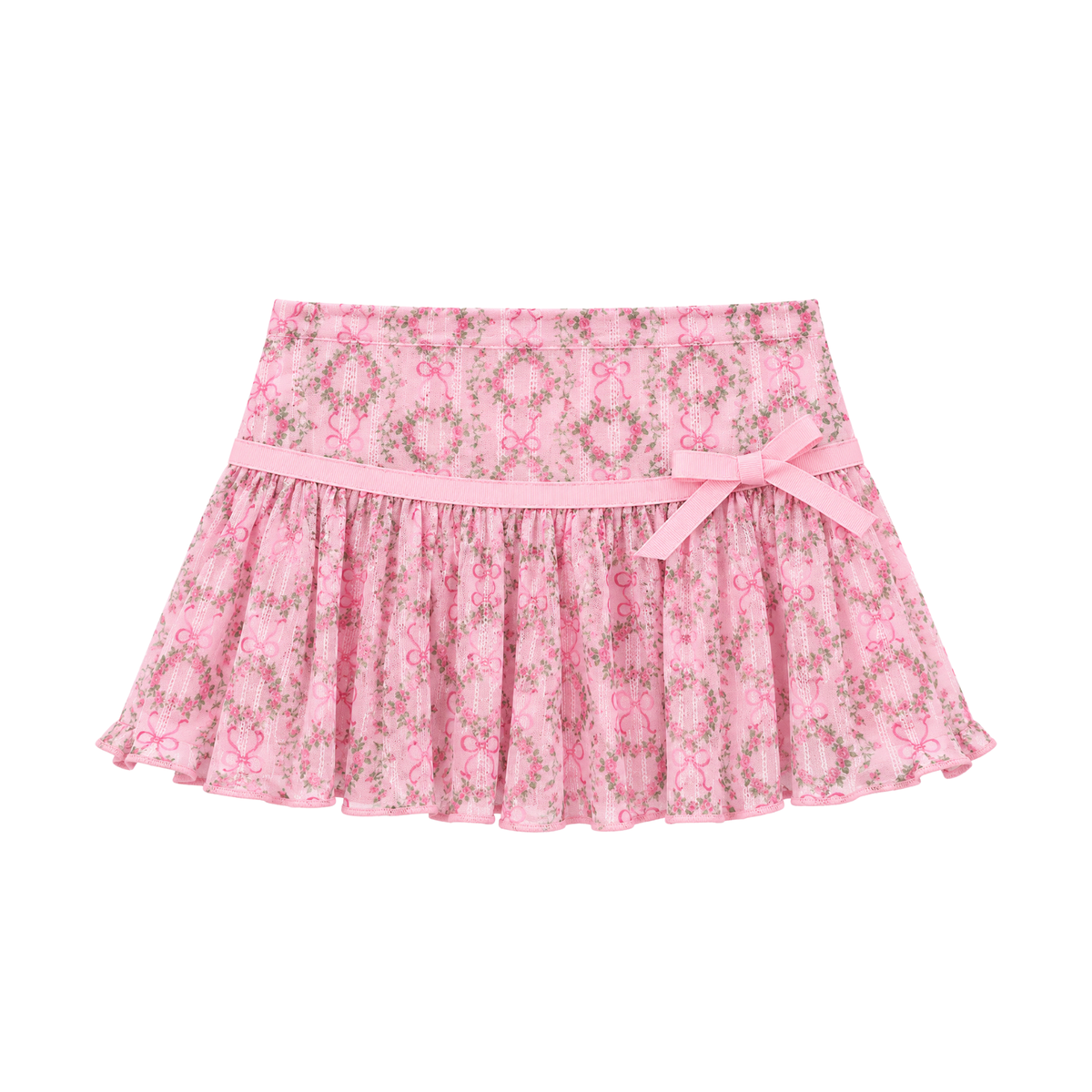 Katie J NYC Girls Elisa Skort Pink Sweetheart Floral Girls Casual Bottoms Katie J NYC Floral Y/S (7/8)