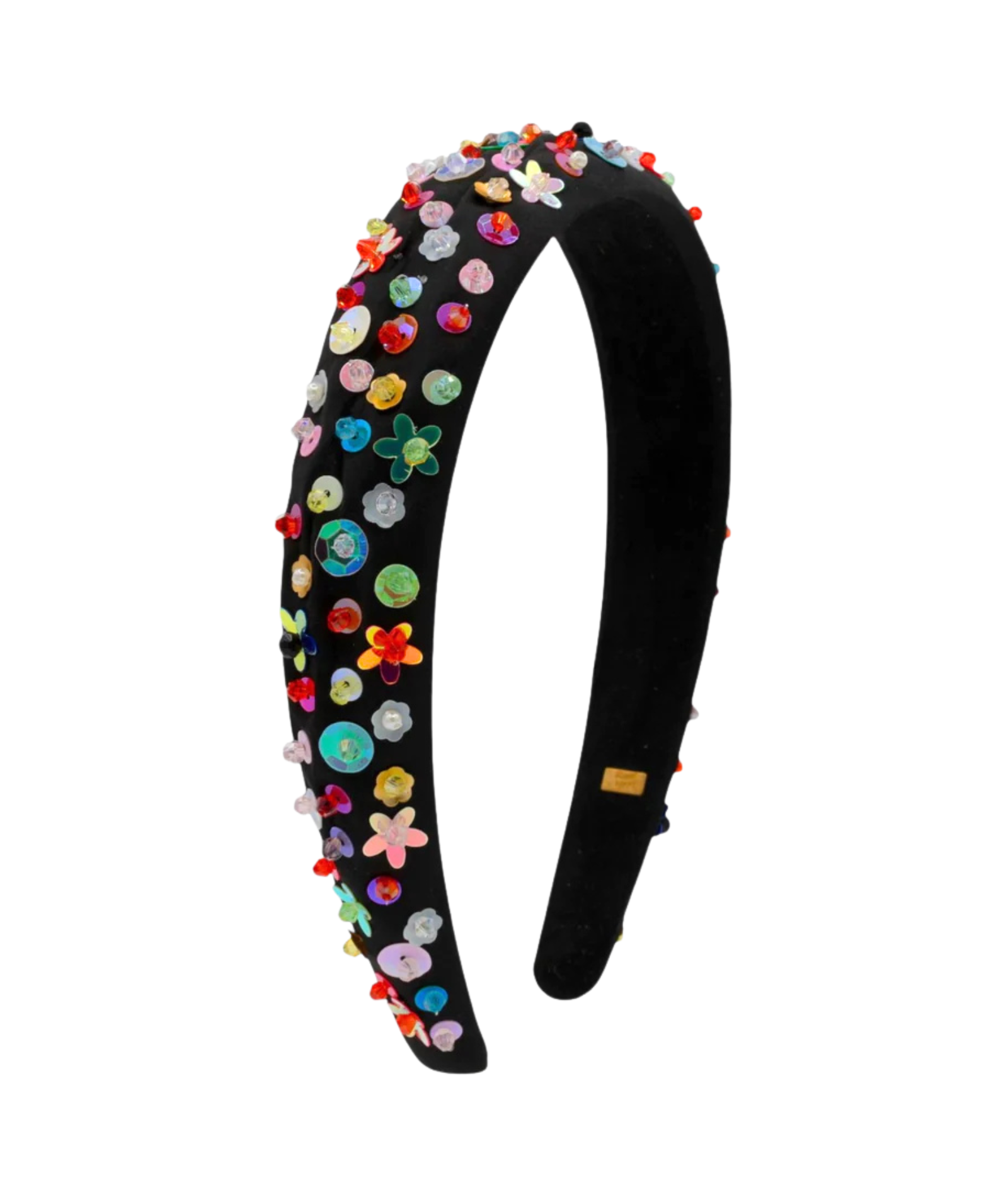 Bari Lynn Flat Headband Black Sequin Flowers Accessories Bari Lynn Black