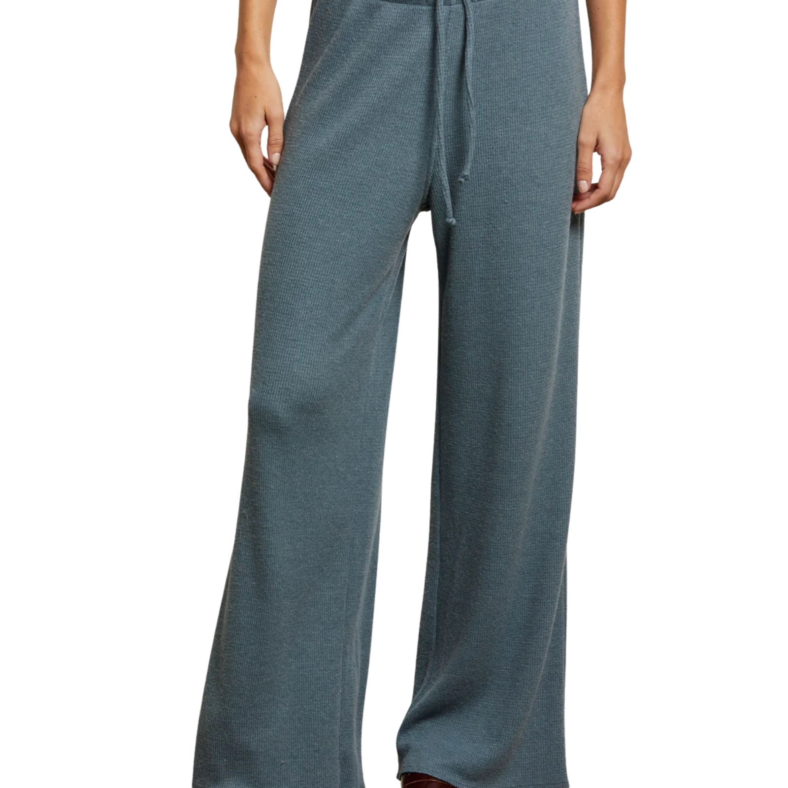 Perfect White Tee Women Maddie Brushed Waffle Drawstring Pants Womens Casual Bottoms Perfect White Tee Slate Juniors/Women XS